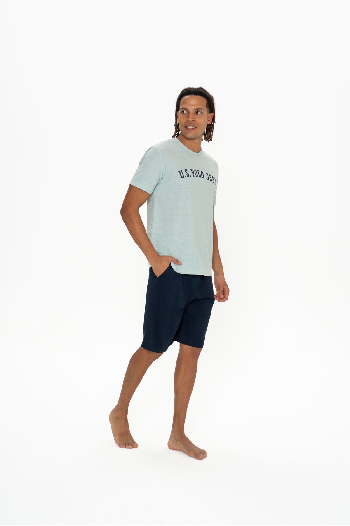 U.S. Polo Assn. U.S. Polo Assn. Erkek Mint Bisiklet Yaka Pijama Takımı - ARASS18J88W6J