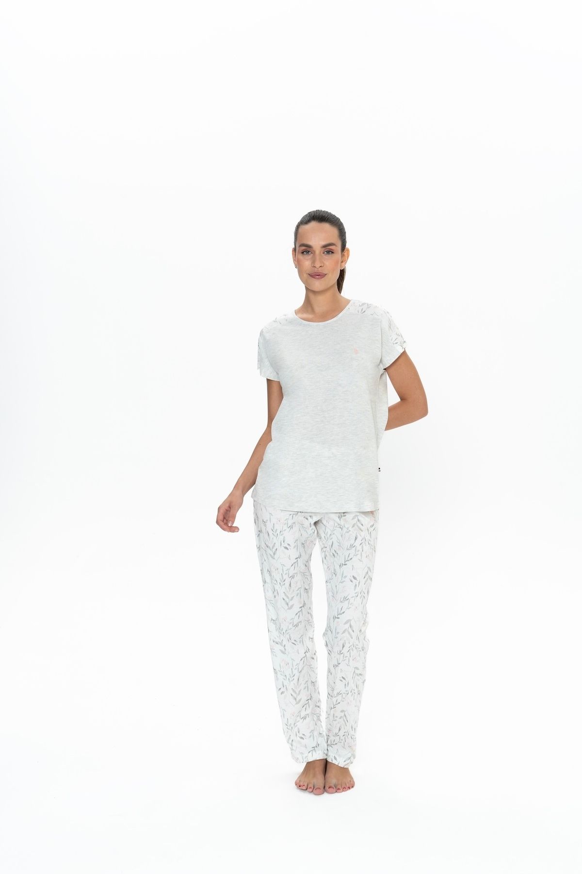U.S. Polo Assn. U.S. Polo Assn. Kadın Ekru Mlnj. Rahat Pijama Takımı - ARASS20W06W3W