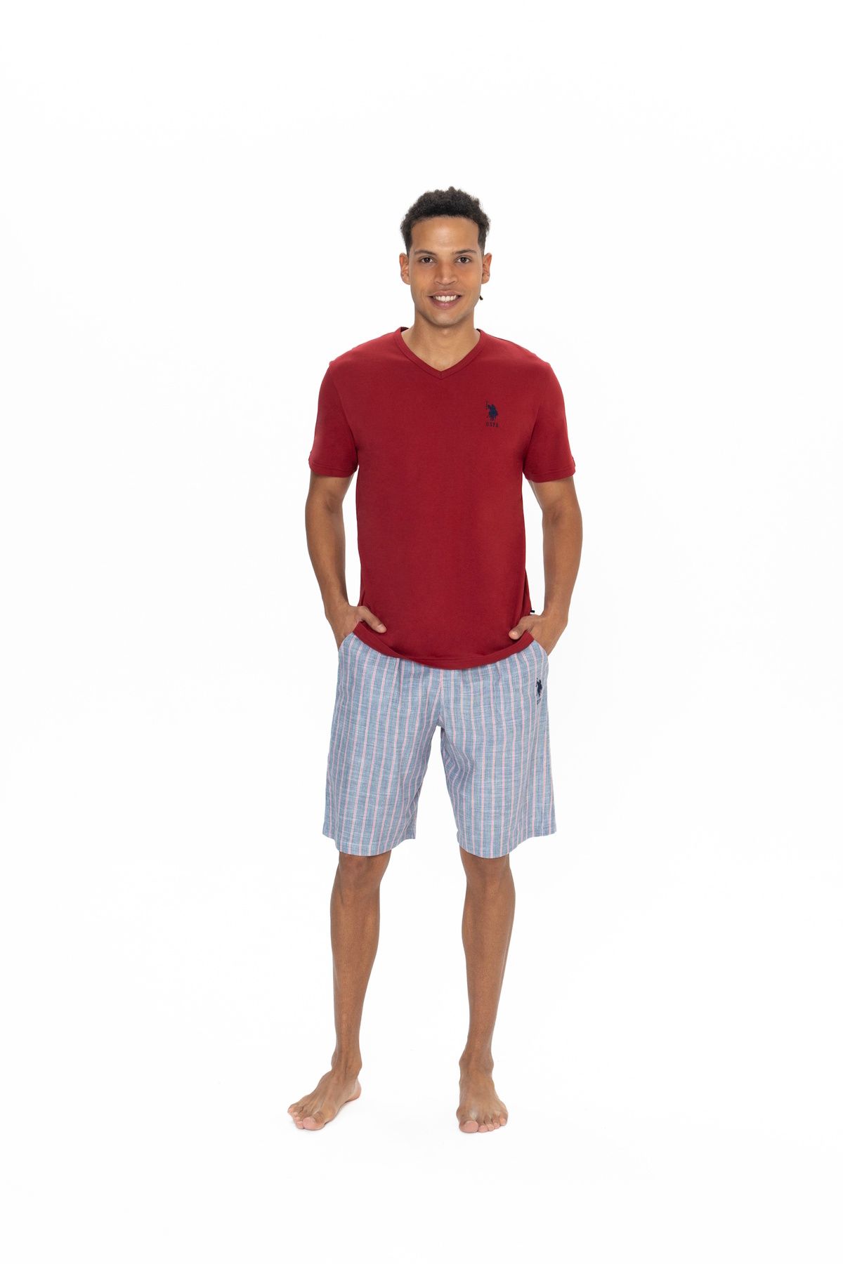 U.S. Polo Assn. U.S. Polo Assn. Erkek Bordo Şortlu %100 Pamuk Ev Giyim - ARASS18W87W5W