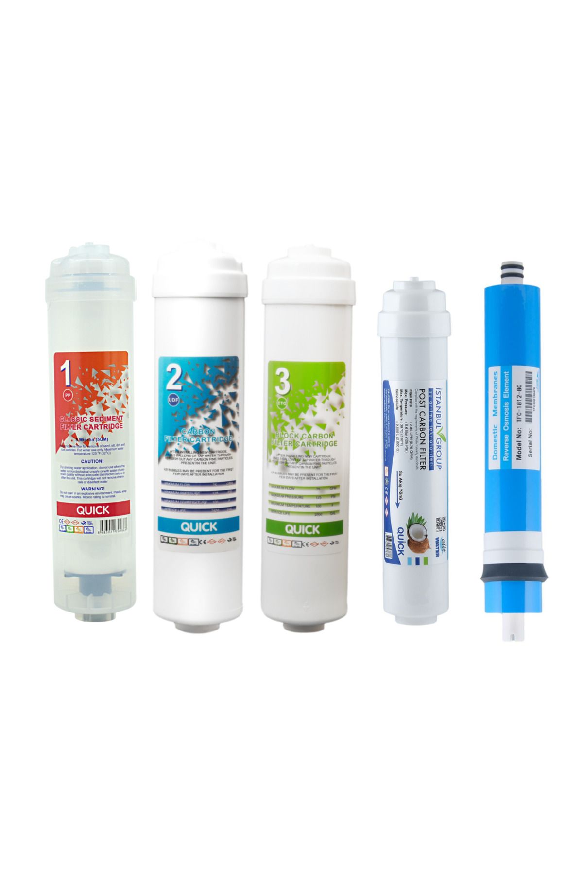 İSTANBUL GROUP Tüm Kapalı Kasa Reverse Osmosis Cihazları ile Uyumlu Membranlı Inline 5 Li Ön Filtre Seti