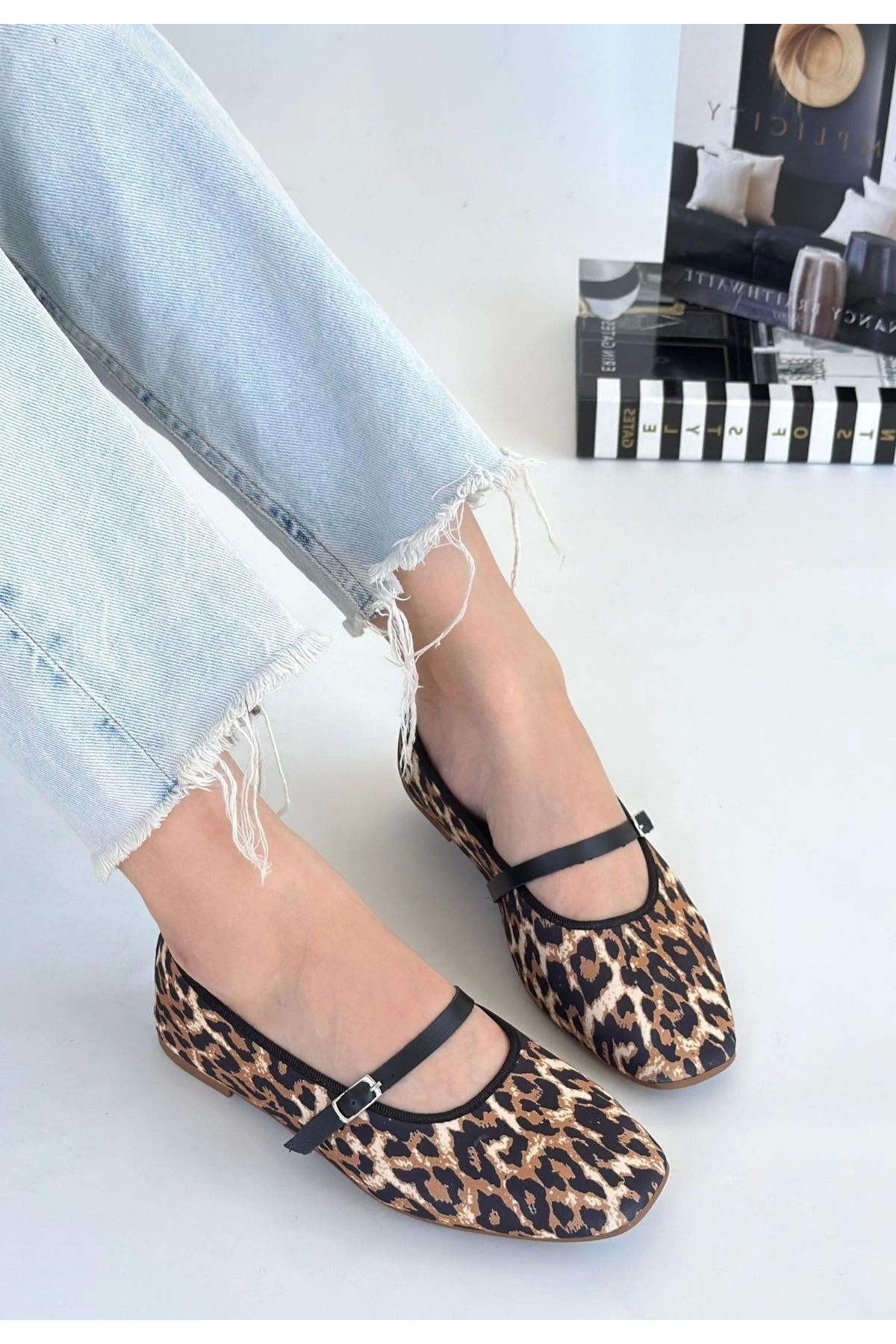 Shop58 Almiye Leopar Keten Babet Ayakkabı
