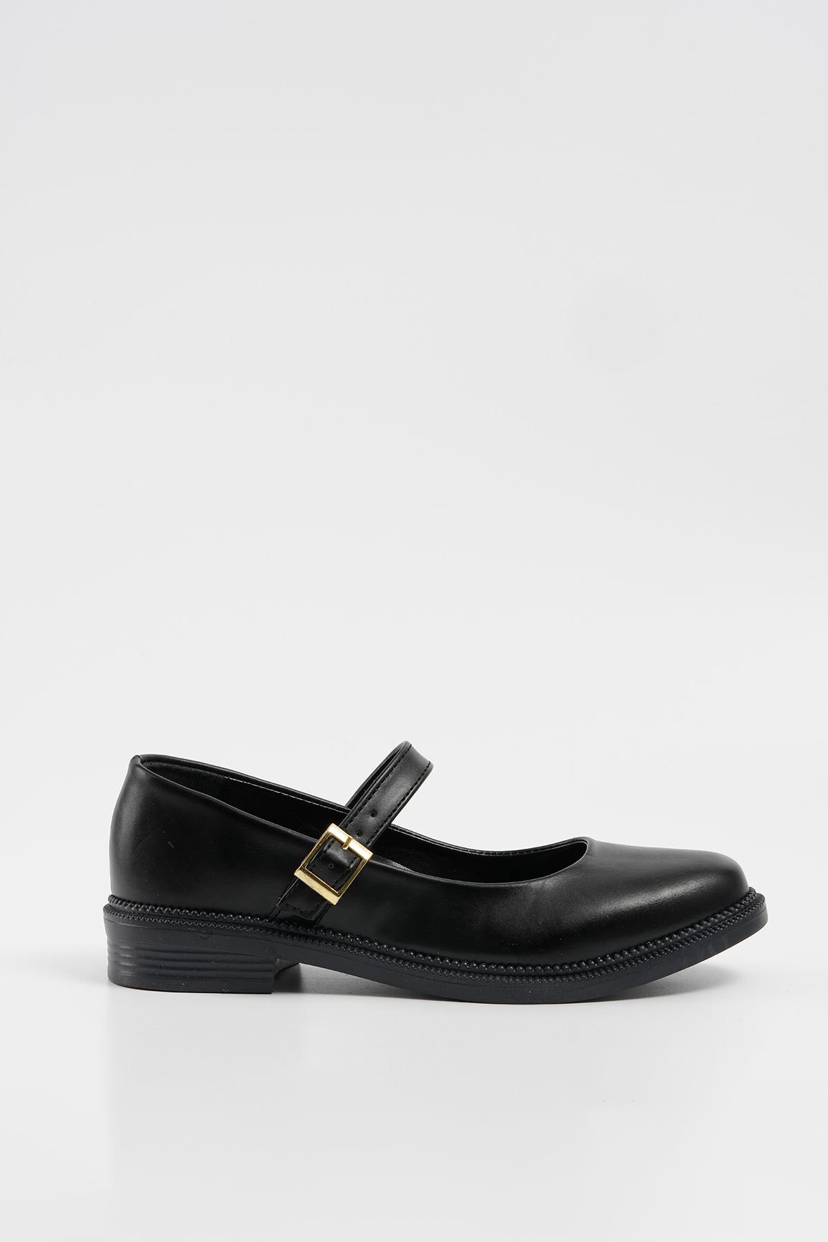 Beyond Kadın Siyah Deri Bantlı Loafer Babet Ayakkabı 2,5cm Byndlfrk11