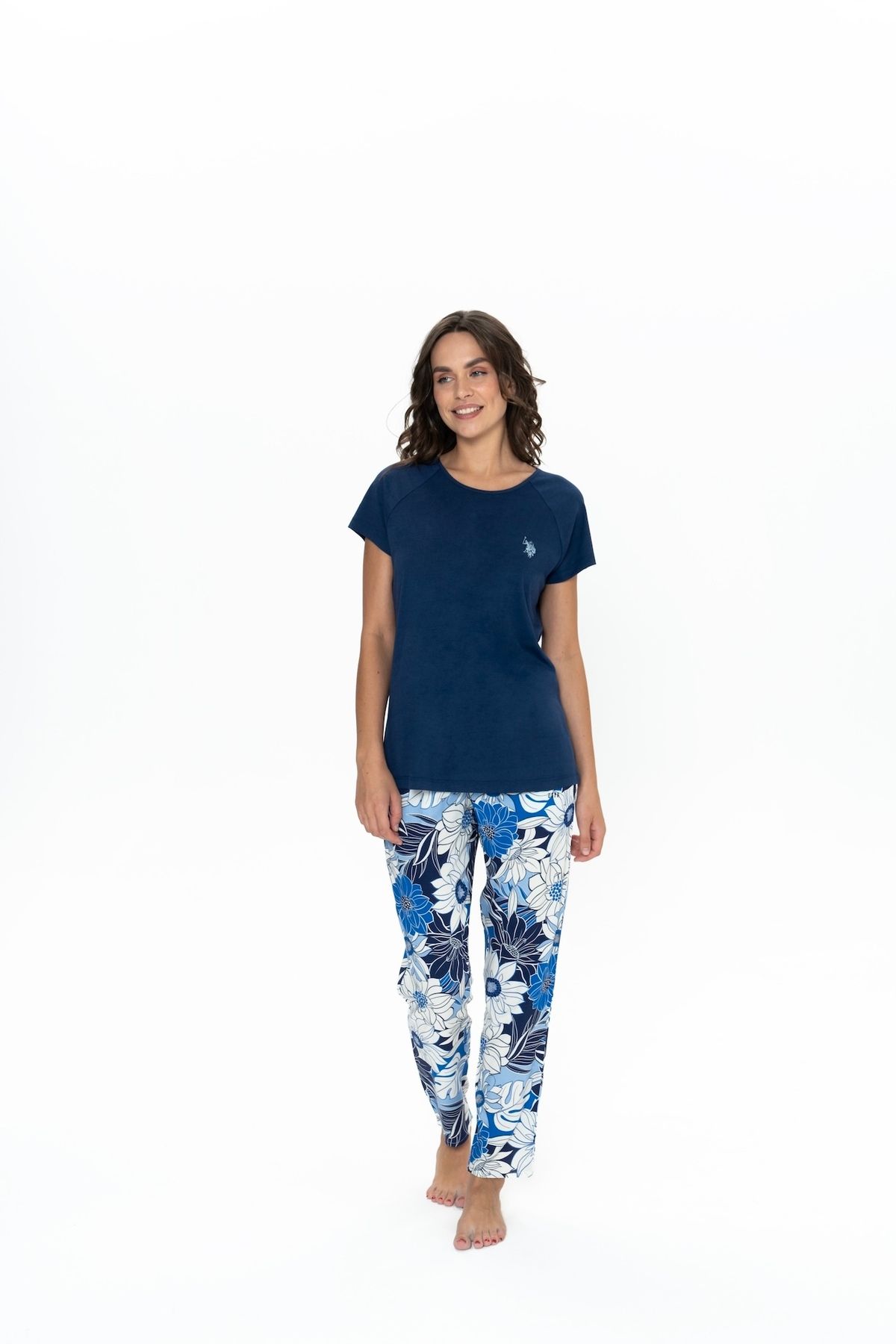 U.S. Polo Assn. U.S. Polo Assn. Kadın Lacivert Bisiklet Yaka Pijama Takımı - ARASS20W09W5W