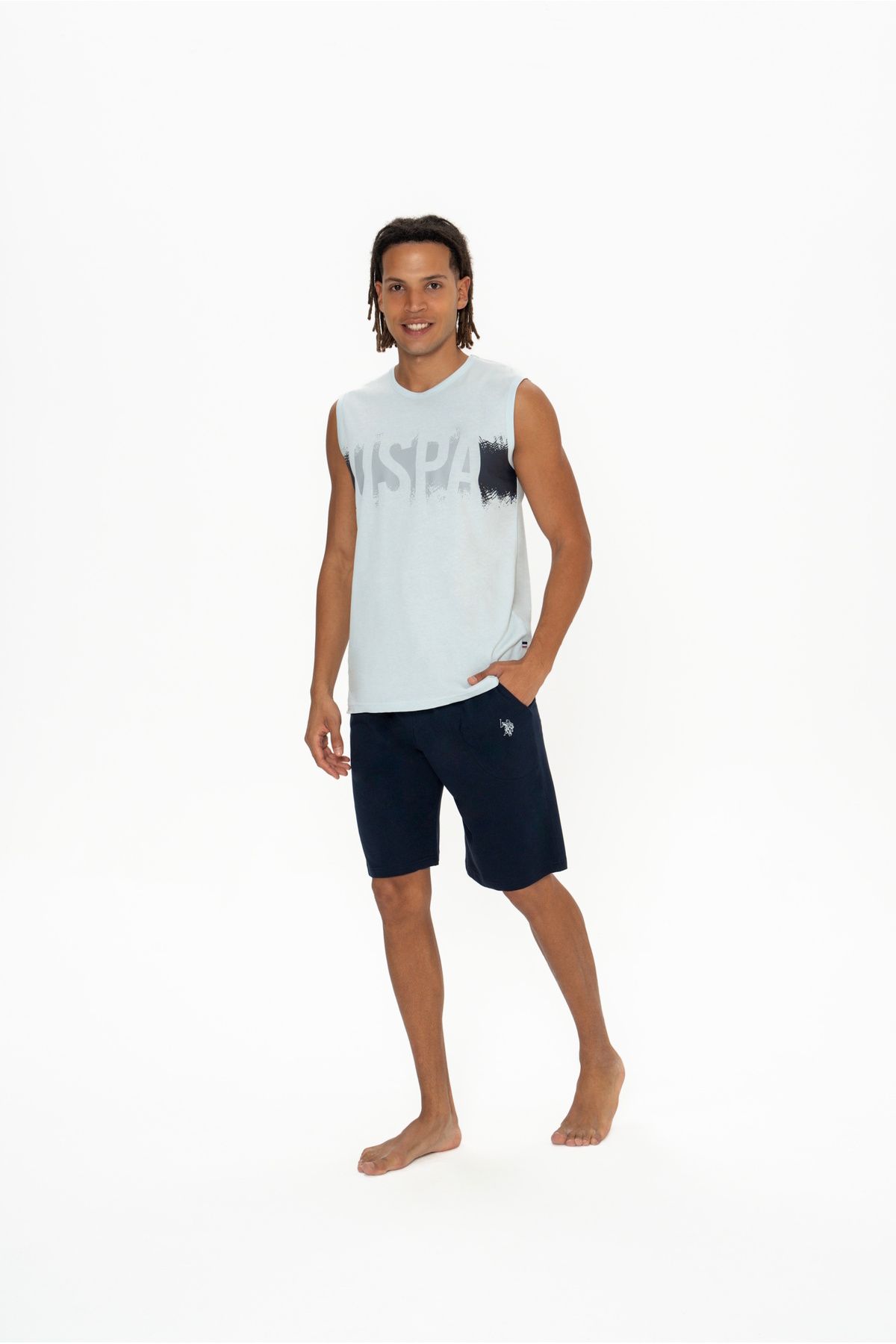 U.S. Polo Assn. U.S. Polo Assn. Erkek Şortlu Takım Ev Giyim %100 Pamuk/Cotton - ARASS18J88W5J