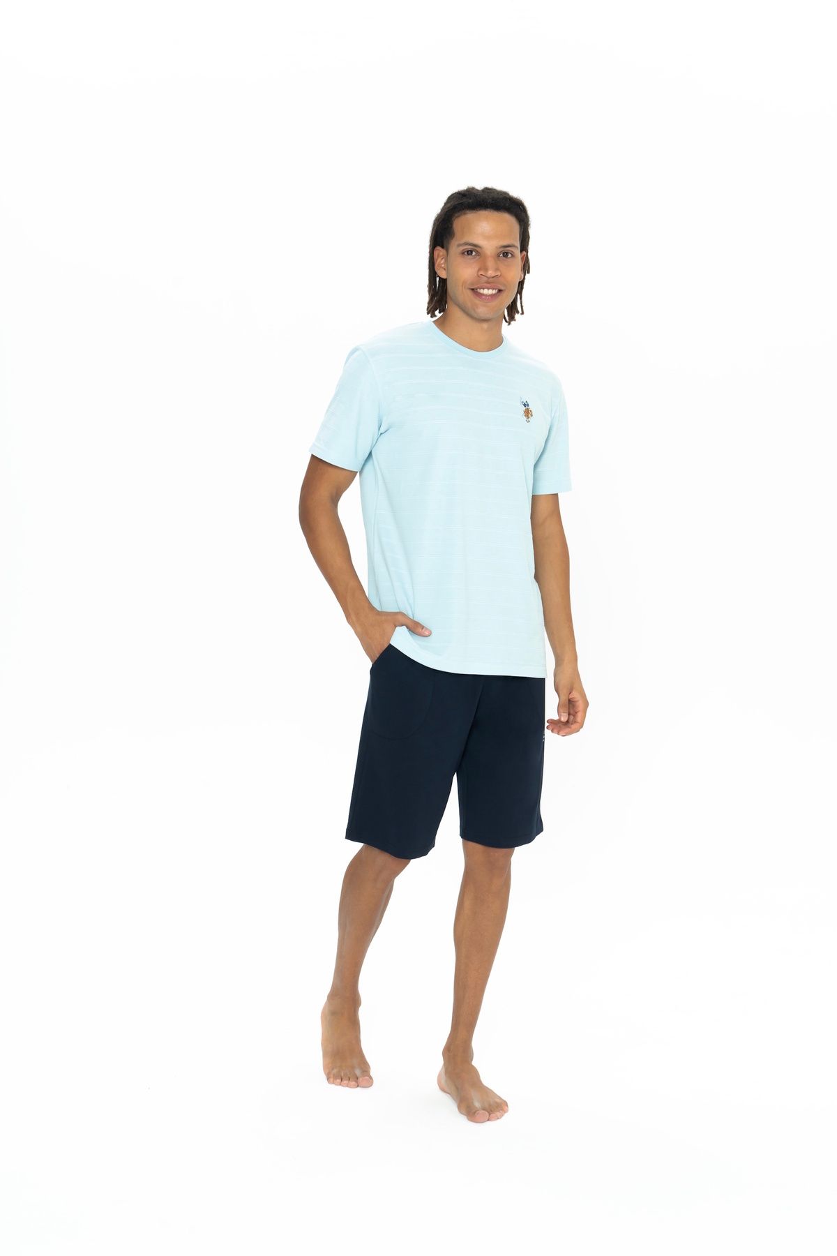 U.S. Polo Assn. U.S. Polo Assn. Erkek %100 Pamuk Desensiz Pijama Takımı - ARASS18J88W1J