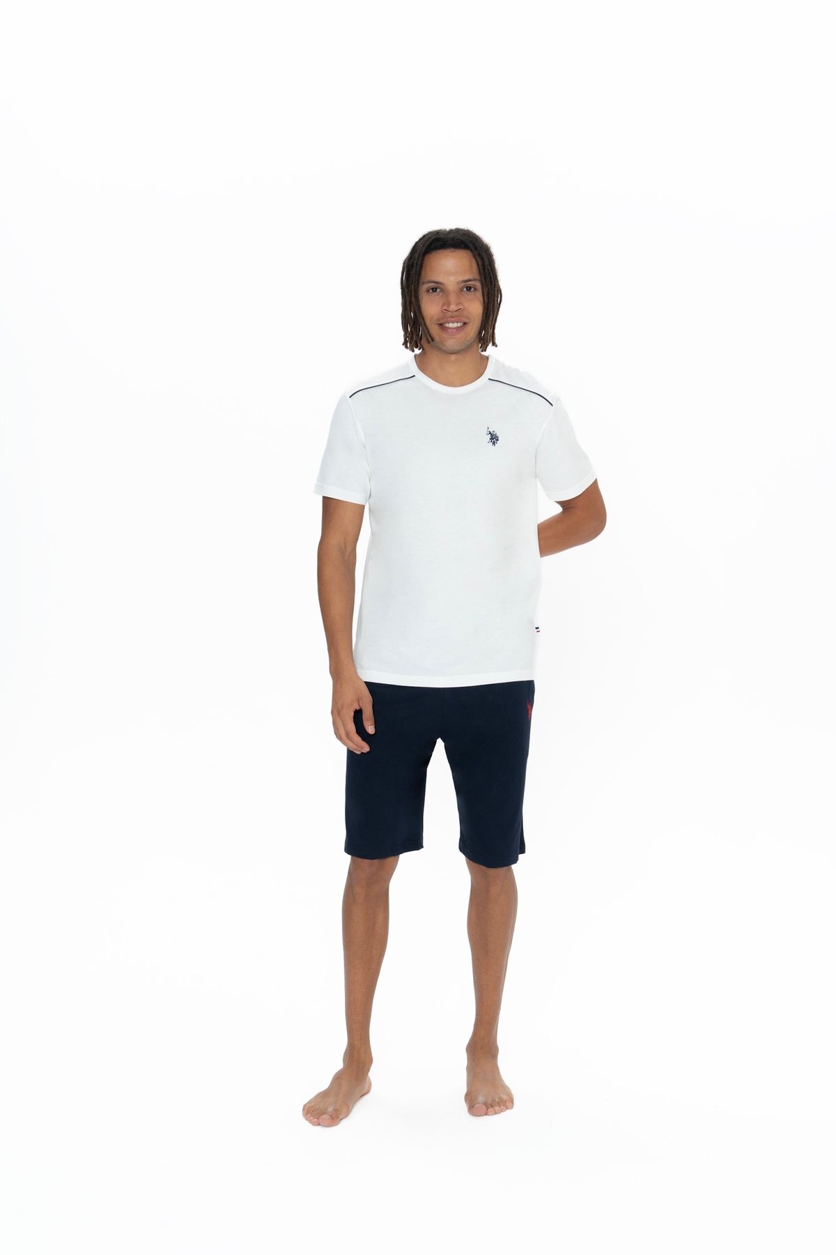U.S. Polo Assn. U.S. Polo Assn. Erkek %100 Pamuk Ekru 3'Lü Pijama Takımı - ARASS18W90W5W