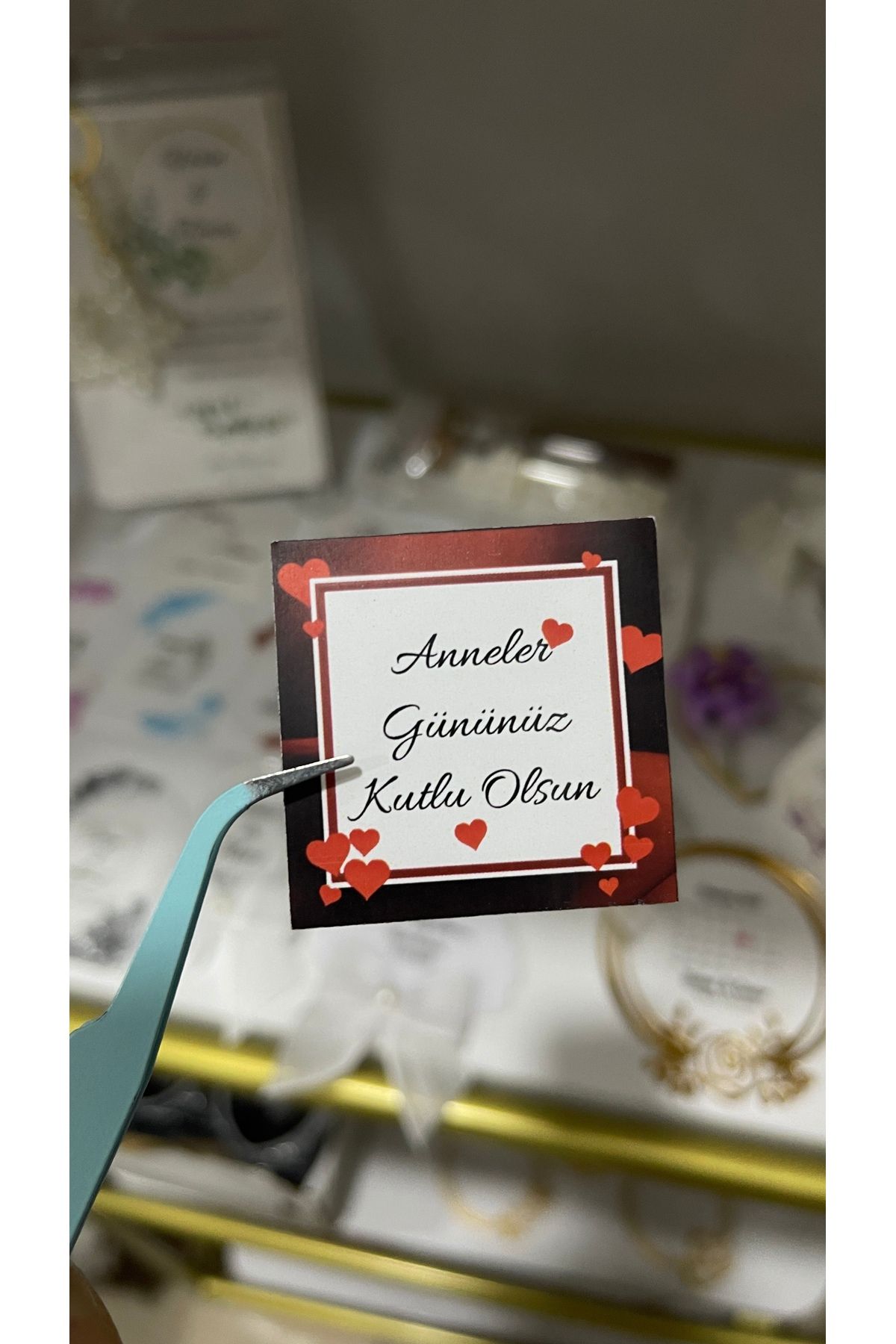 ARLetikettasarım Anneler Gününüz Kutlu Olsun Yapışkanlı Sticker Etiket 3,5 cm 70 Adet - Arletikettasarim