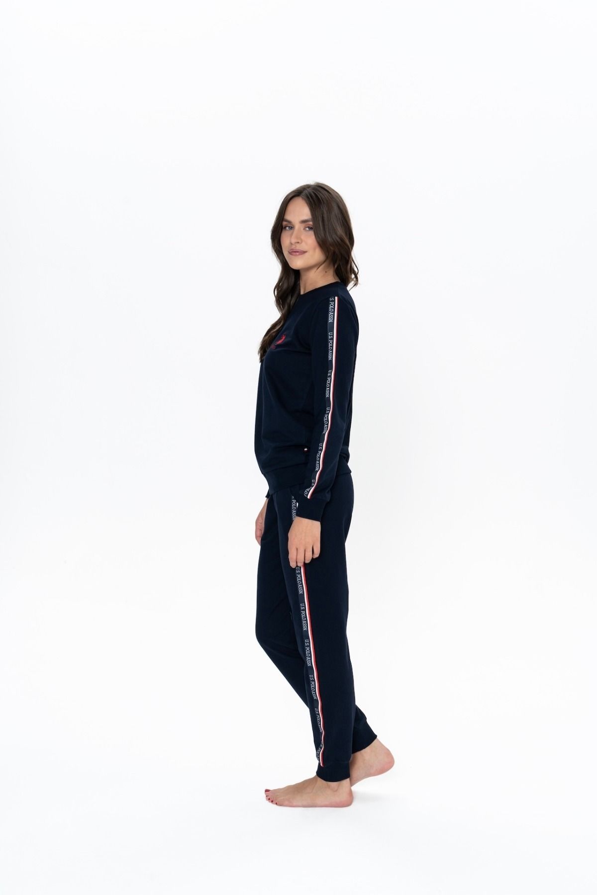U.S. Polo Assn. U.S. Polo Assn. Kadın Lastik Paça Kutulu Çeyizlik Pijama Takımı - Lacivert - ARASS20J11W3J
