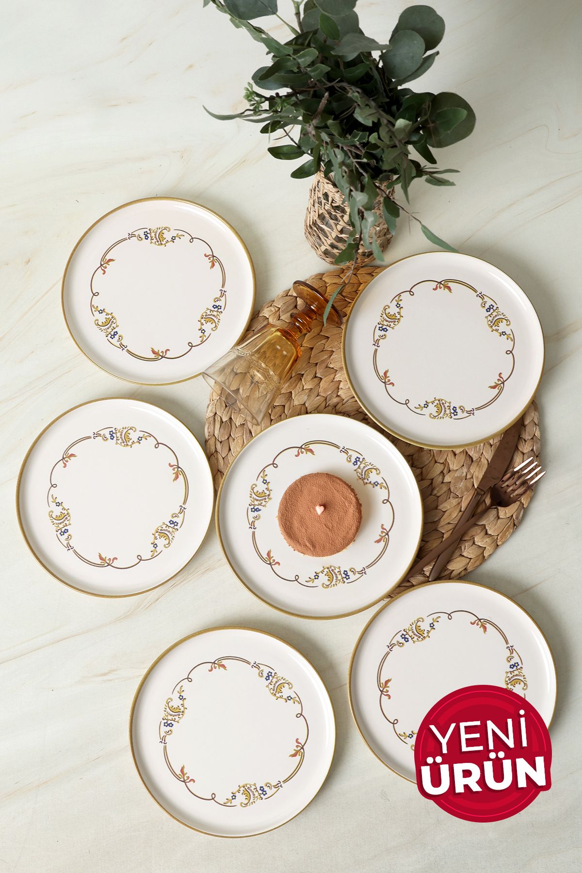 Keramika Bronze Bloom Nordic Pasta Tabağı 22 Cm 6 Adet 22927