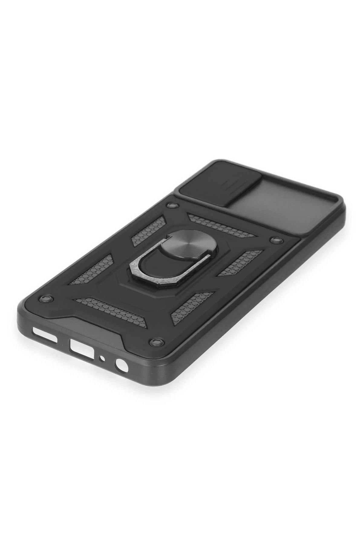 NewFace Samsung Galaxy A04E Kılıf Pars Lens Yüzüklü Silikon - Siyah SVLRS