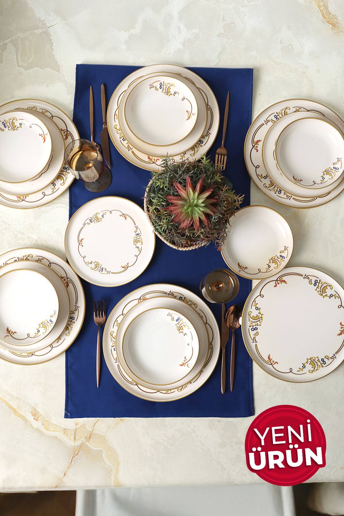 Keramika Bronze Bloom Yemek Takımı 18 Parça 6 Kişilik 22926-27-29