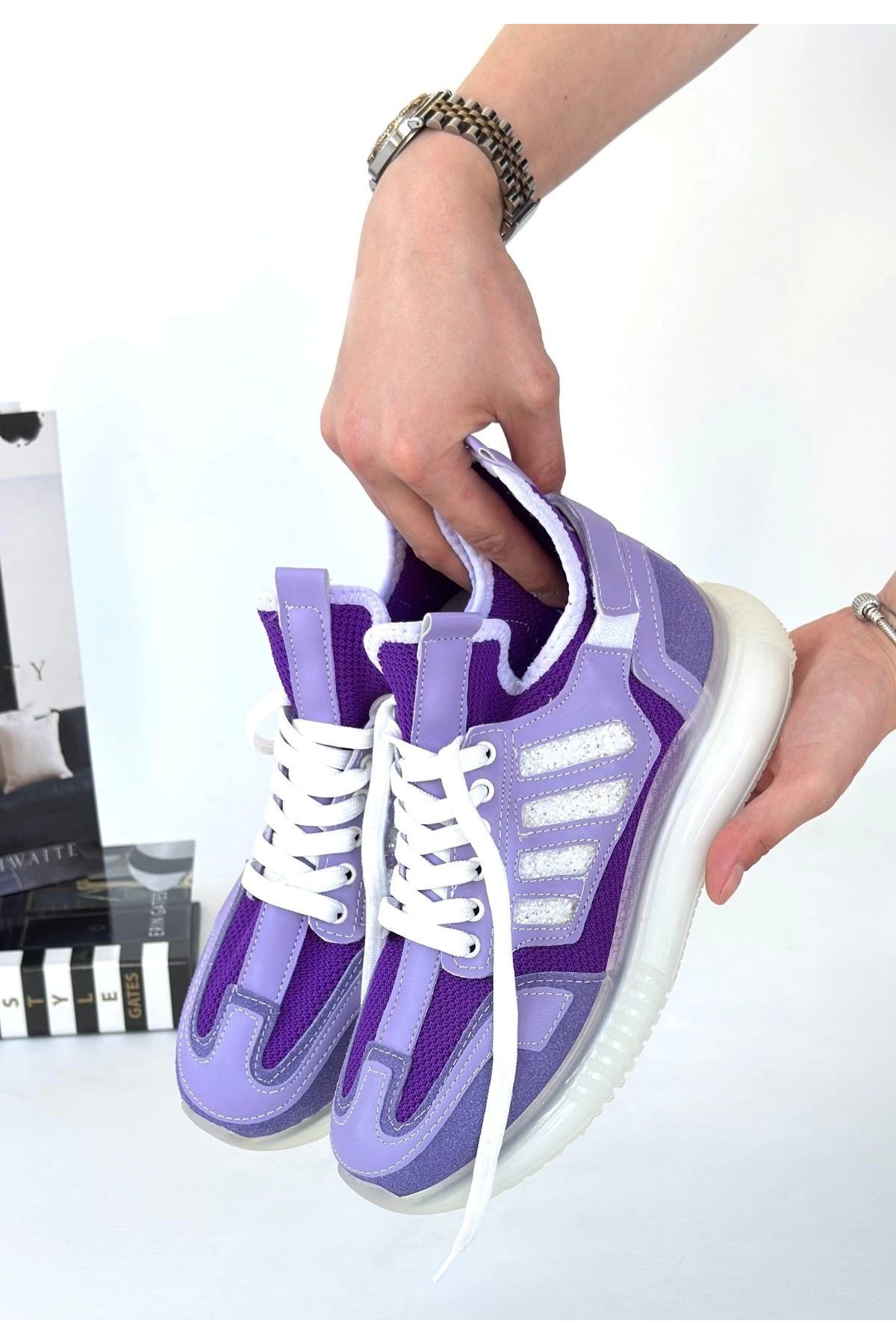Shop58 Lila Süet Bağcıklı Spor Ayakkabı