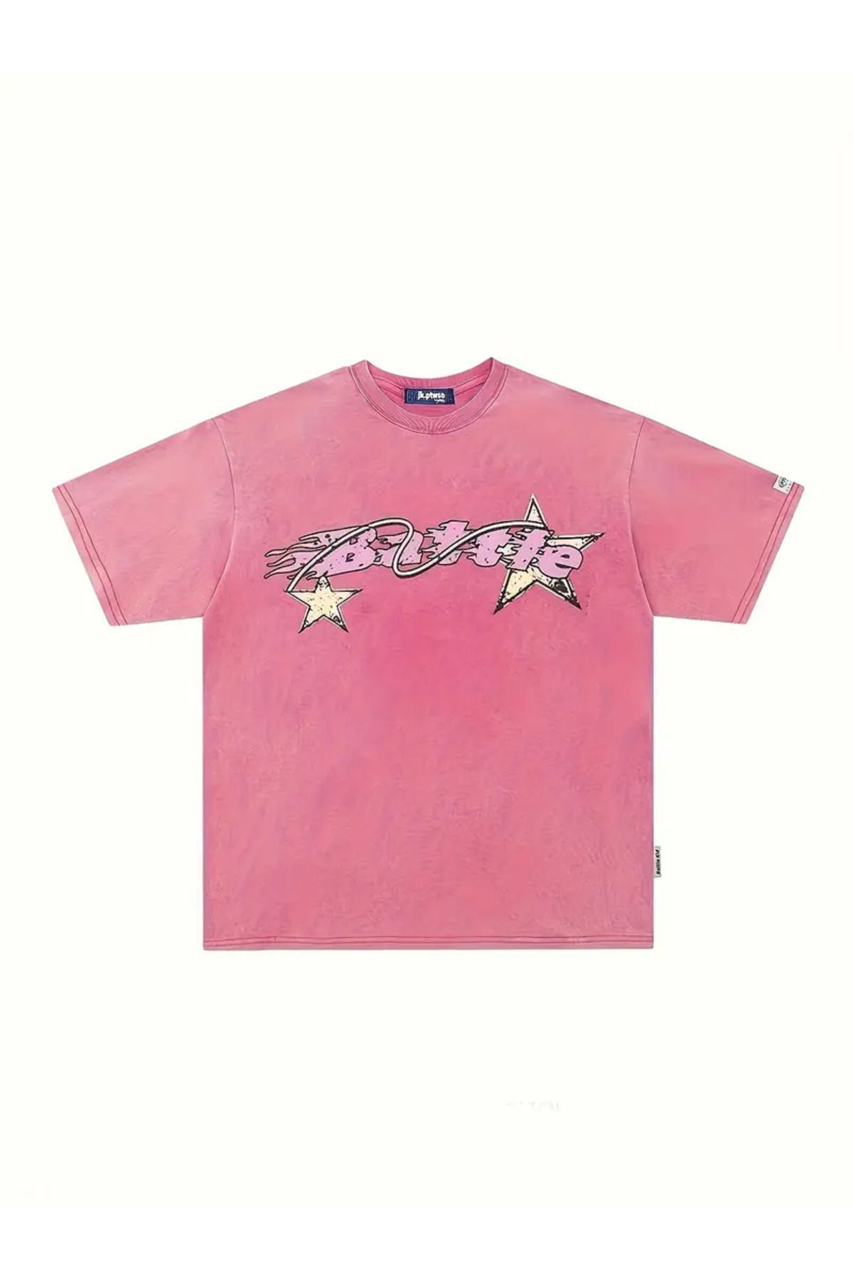 Touz Moda Battle Star Baskılı Unisex Oversize Vintage T-shirt