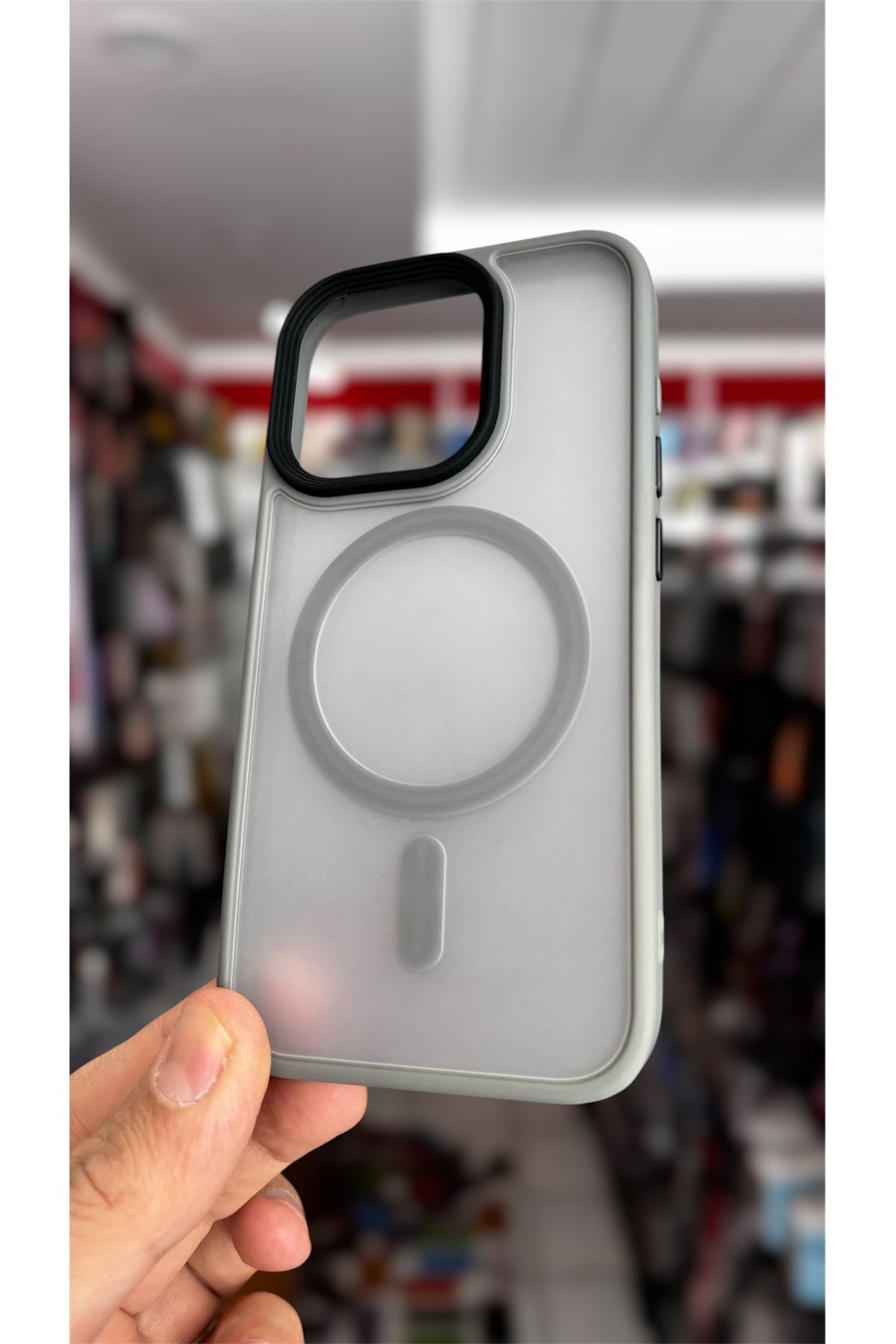 darkpower Apple İPhone 15 Pro Mat Magsafeli Darbe Emici A++ Kaliteli Silikon Gri Kılıf