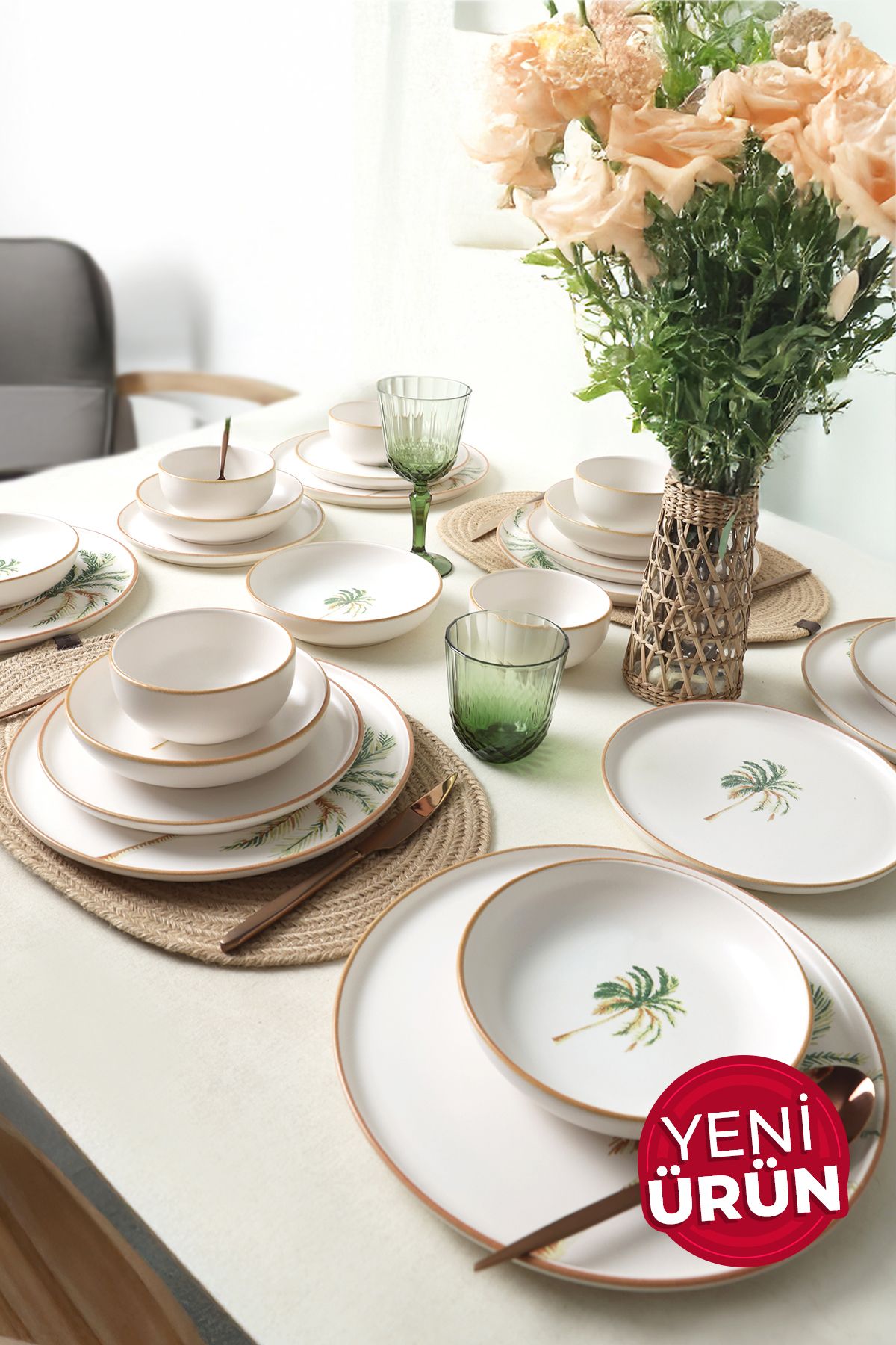 Keramika Bronze Palmiye Yemek Takımı 24 Parça 6 Kişilik 22901-02-03