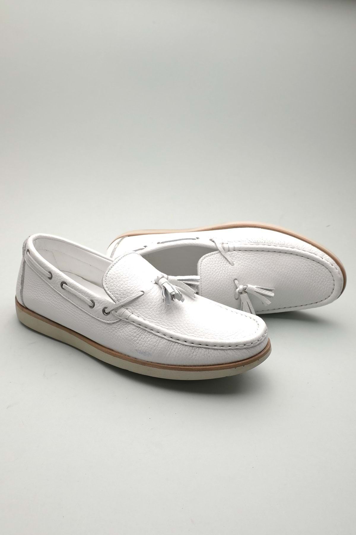 Gondol Erkek Hakiki Deri Klasik Loafer Beyaz 42 ttx.601144