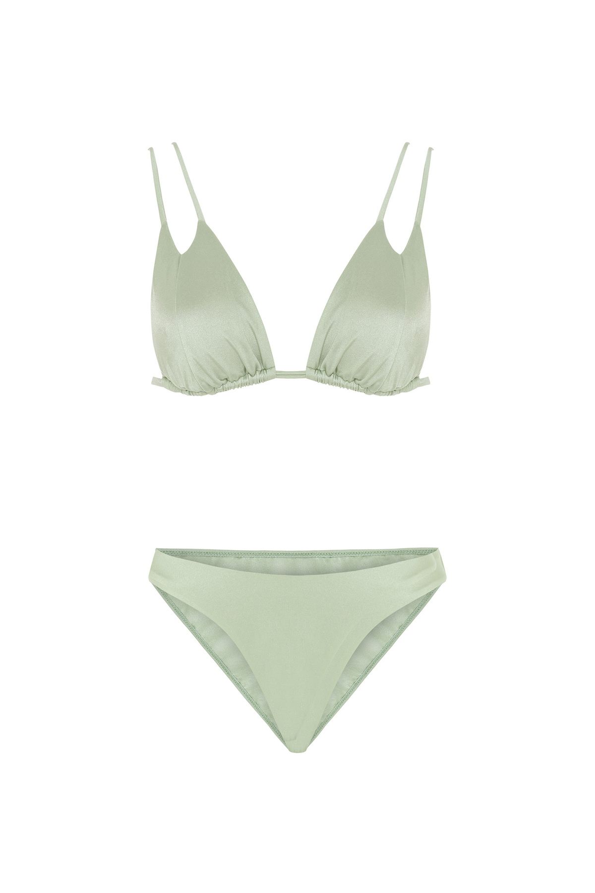 TIME MUSE Mint Parlak Yüzeyli LENORE Bralet Üçgen Bikini Takım