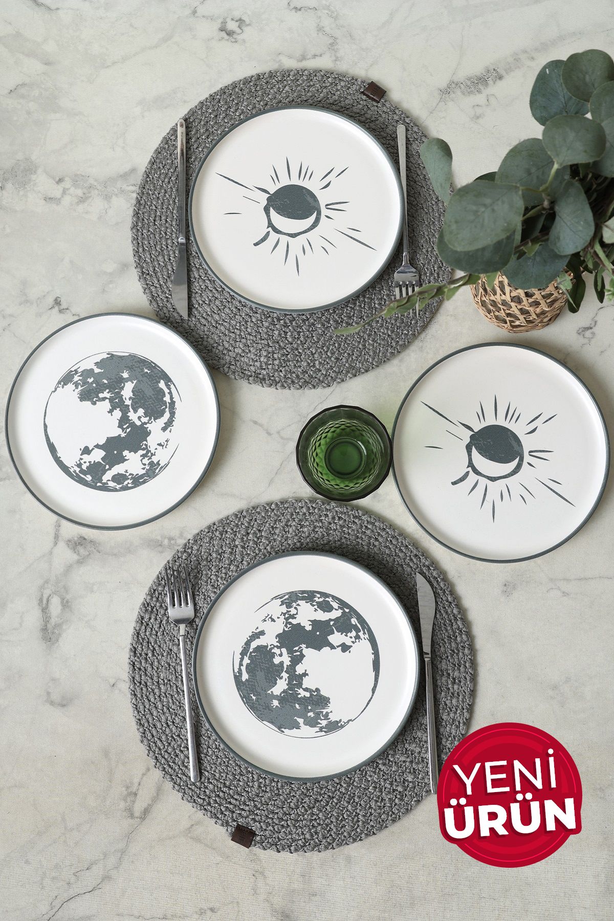 Keramika Black Shadow Nordic Pasta Tabağı 22 Cm 4 Adet 22981-82