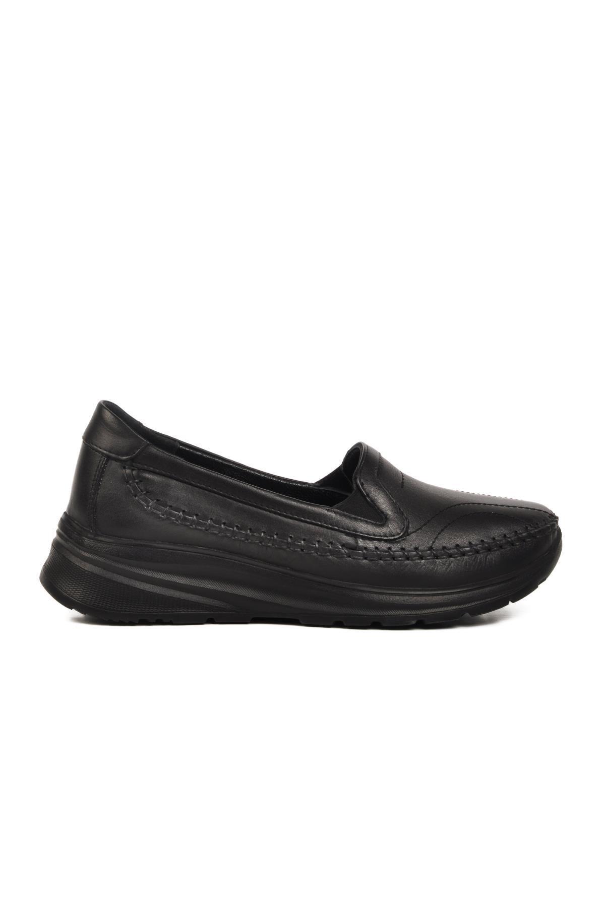 AYAKMOD-0023 Z Black Genuine Leather Women's Casual Shoes 3