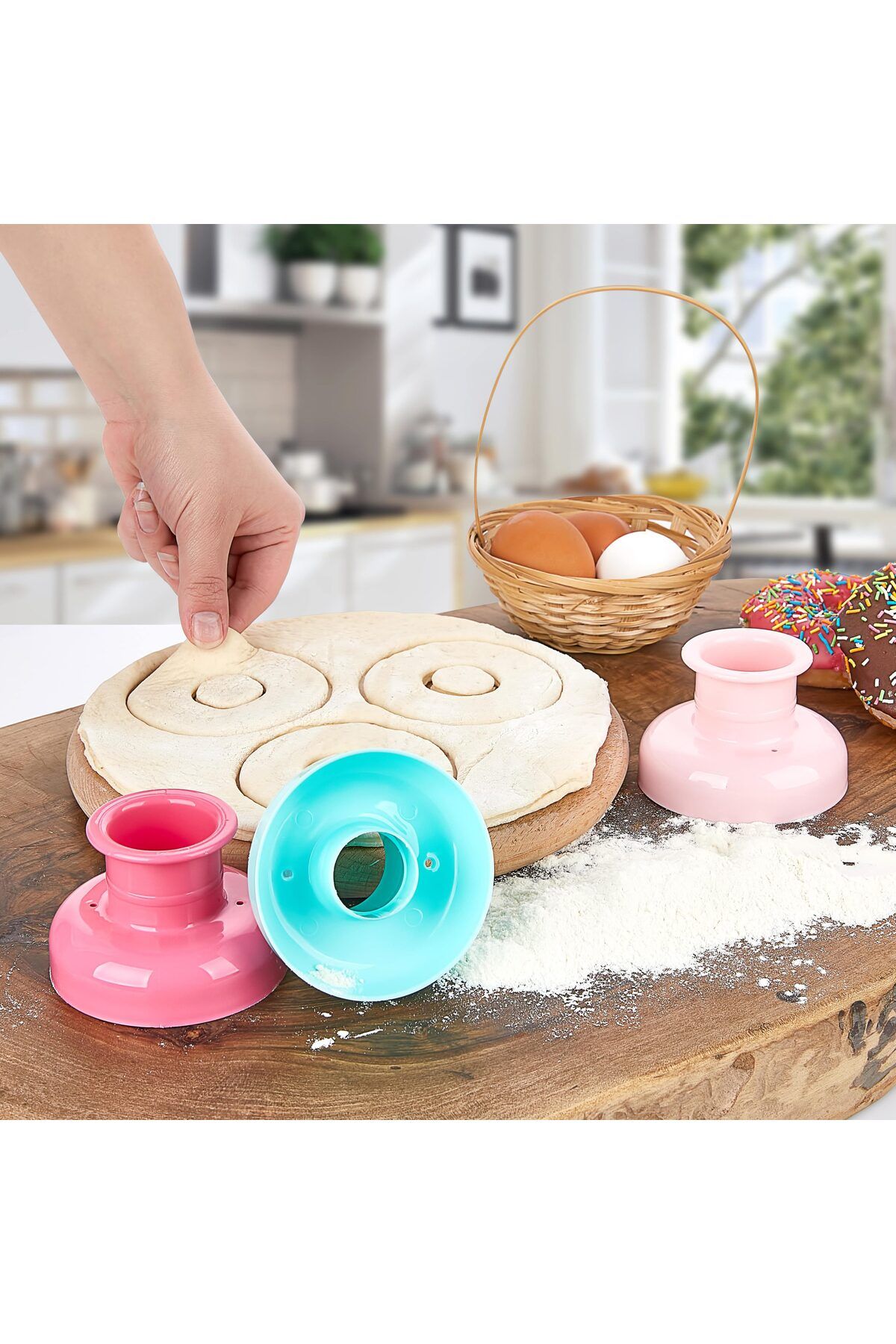 Buzka Pratik Donut Kalıbı Hamur Kesici Ve Şekillendirici Kalıp Aparatı Çörek Pişi Kek Donut Hamur Kalıbı