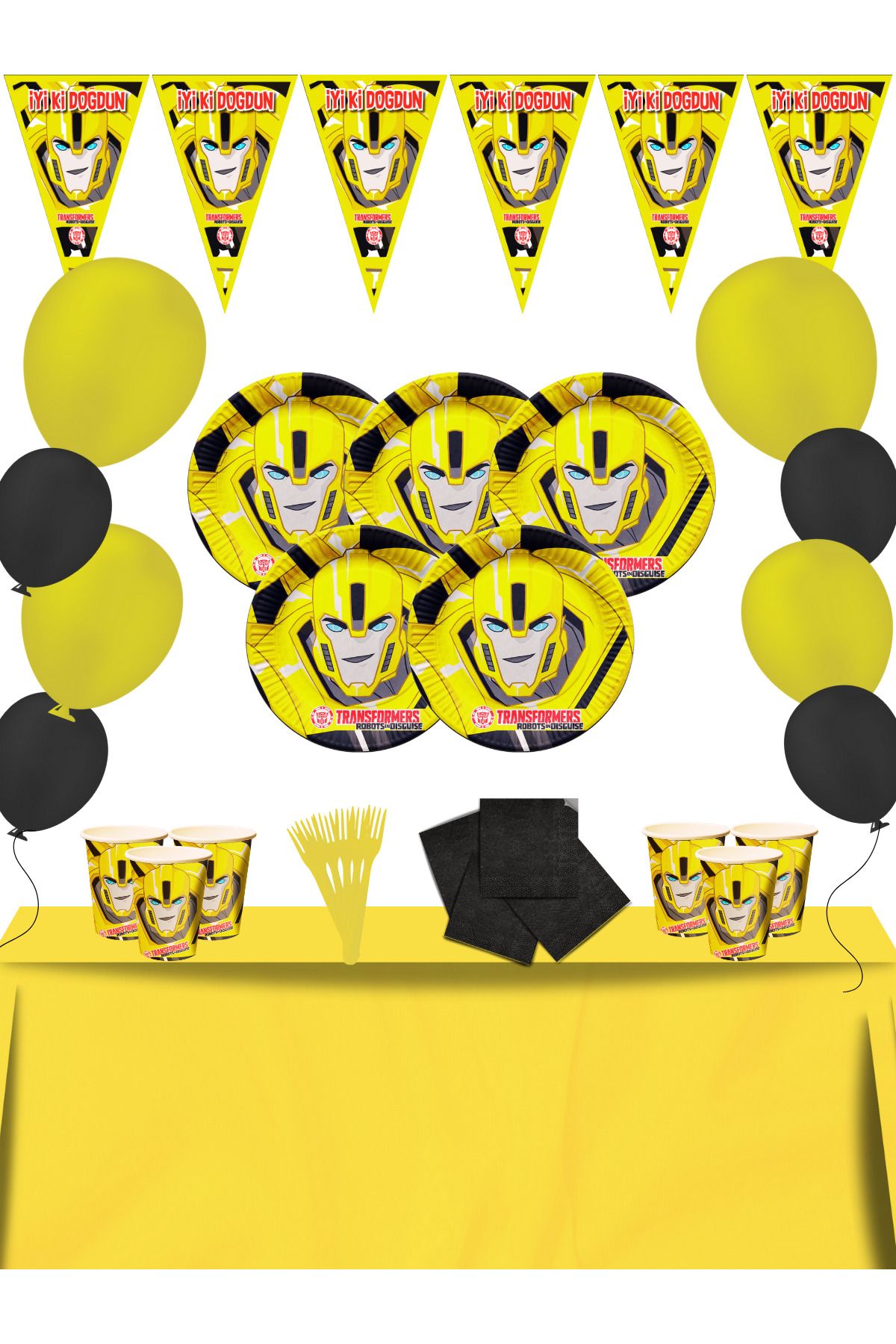 snowparty Transformers Bumblebee Doğum Günü Parti Malzemeleri Süsleri Seti
