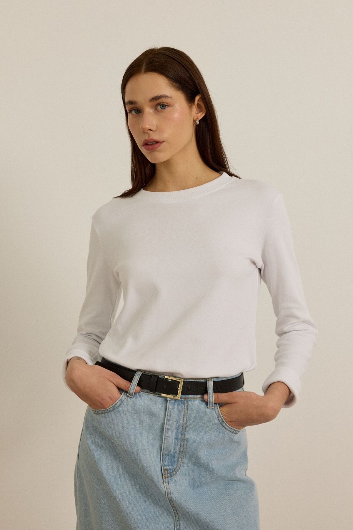 Beju be Yakası ribana detaylı pamuklu t–shirt