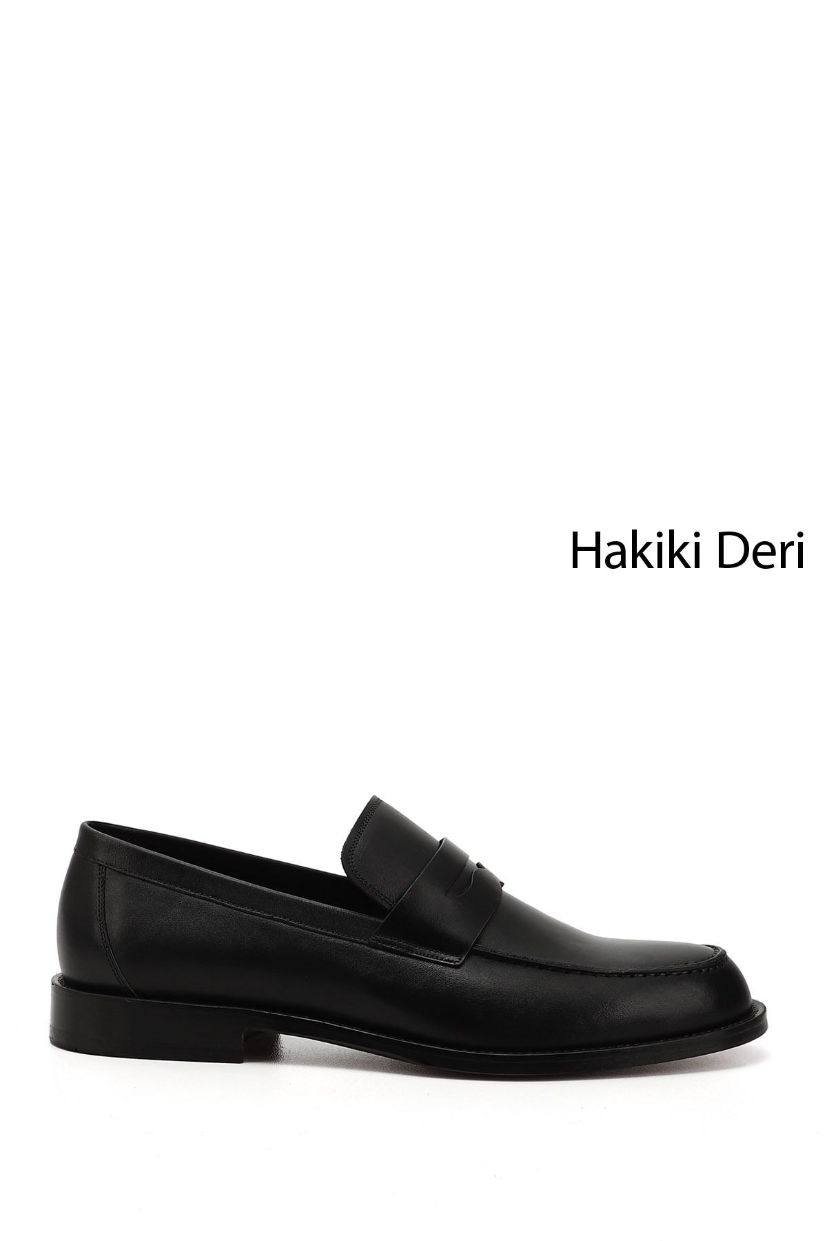 GÖNDERİ(R) Erkek Siyah Kösele Taban Hakiki Deri Loafer Ayakkabı