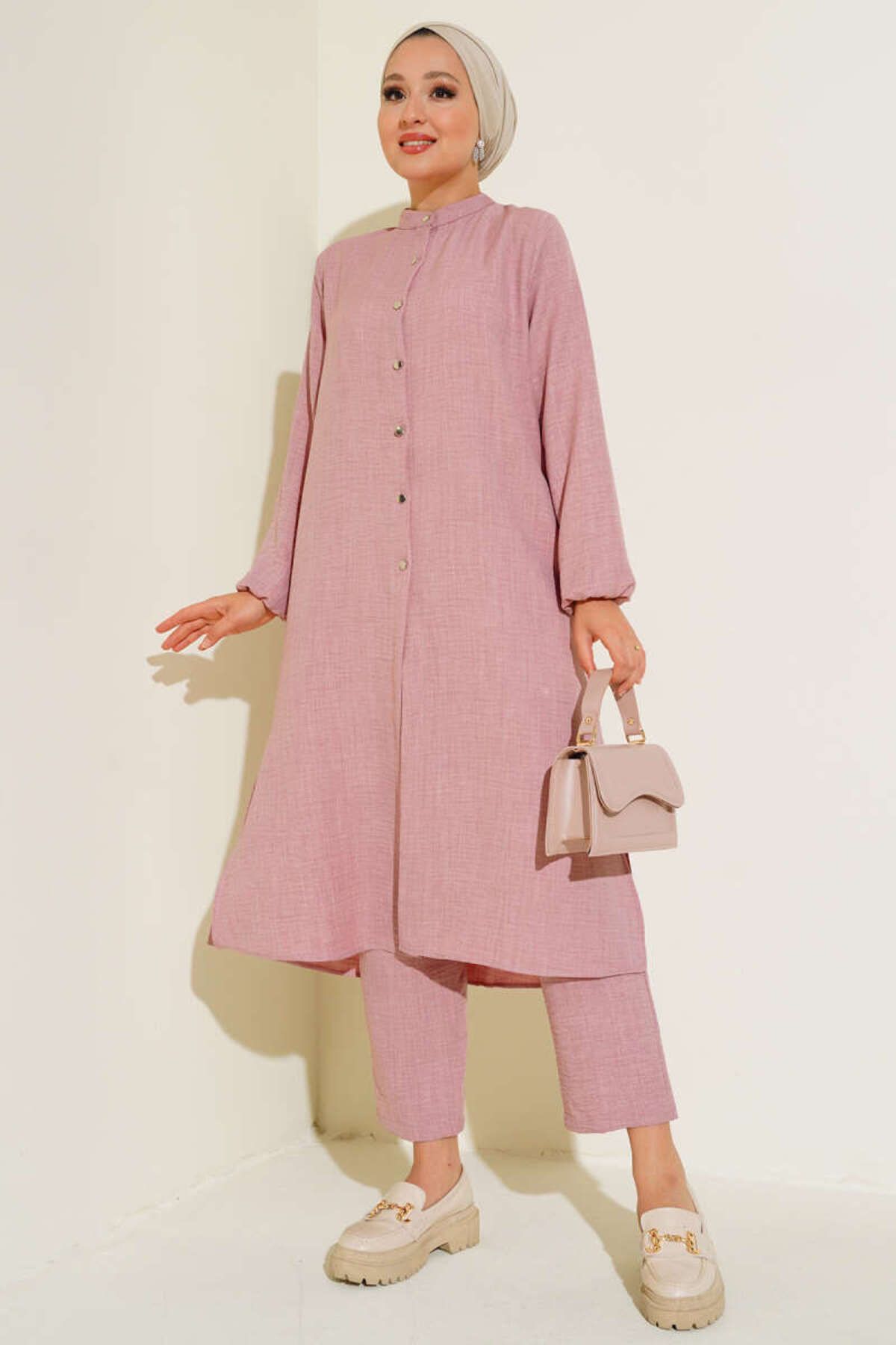 Lucia Fashion Yırtmaç Detaylı Tunik Pantolon İkili Takım