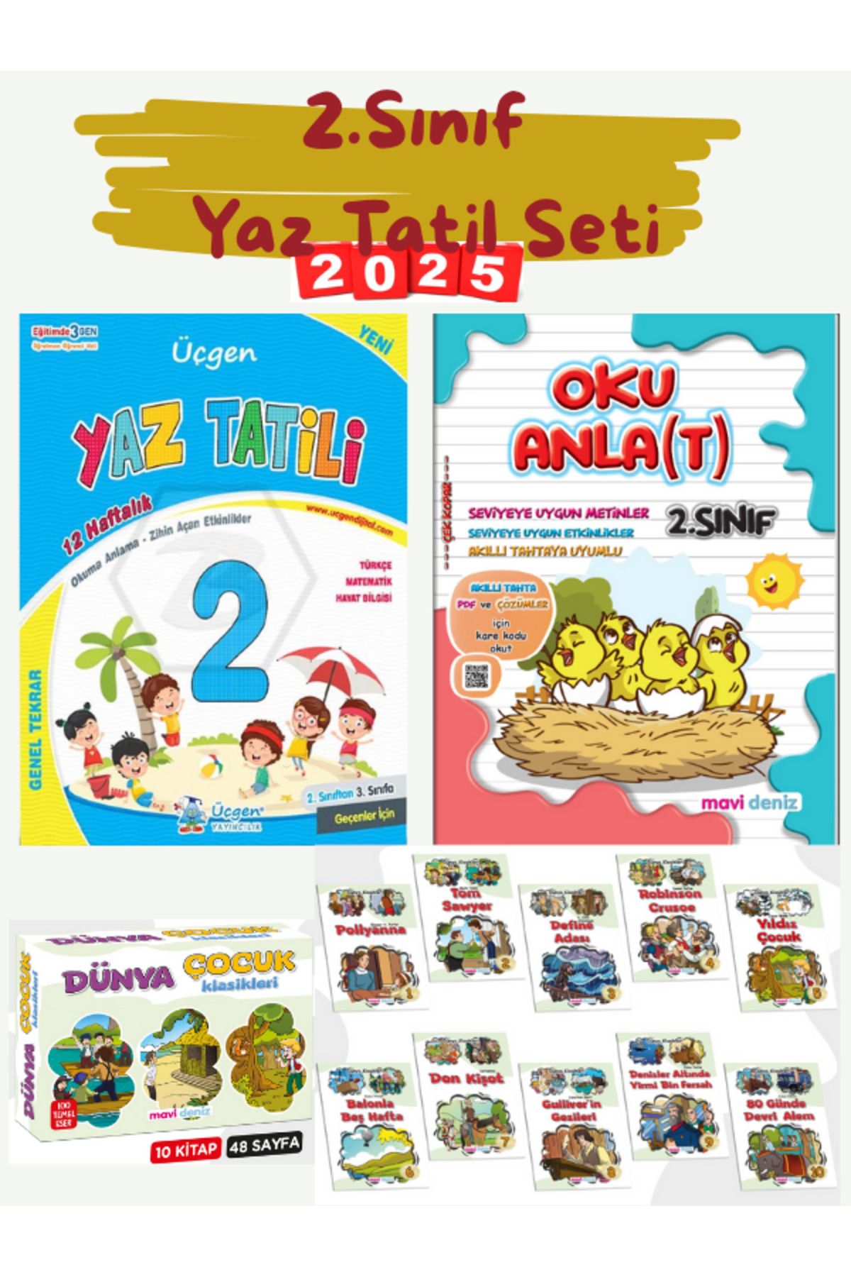 Üçgen Yayıncılık 2. Sınıf Yaz Tatil Seti - 12 Kitap 2025 Özel