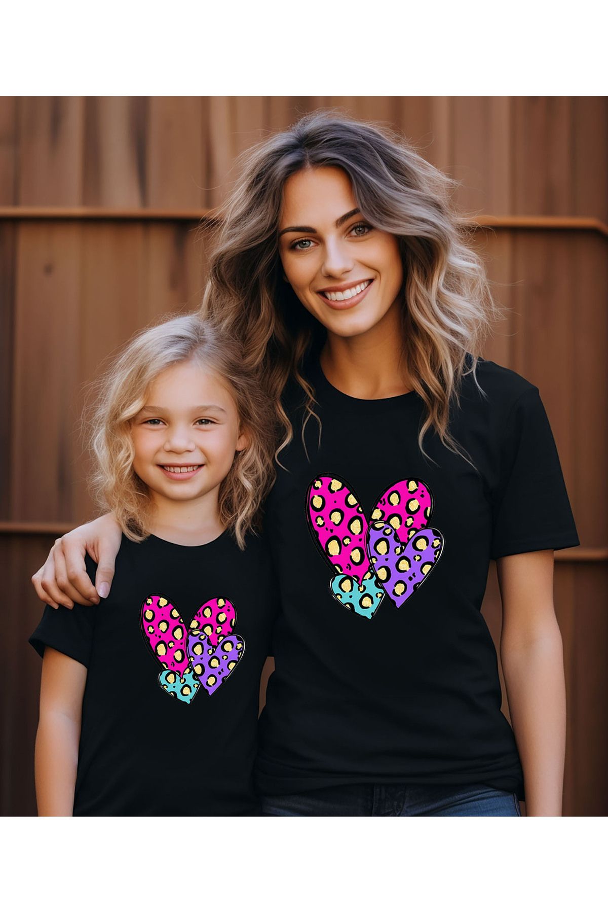 ASELİNDA Klap Baskılı Anne Kız T-shirt -kombin (Tekli Üründür Kombin Yapmak Için 2 Adet Sepete Ekleyiniz)