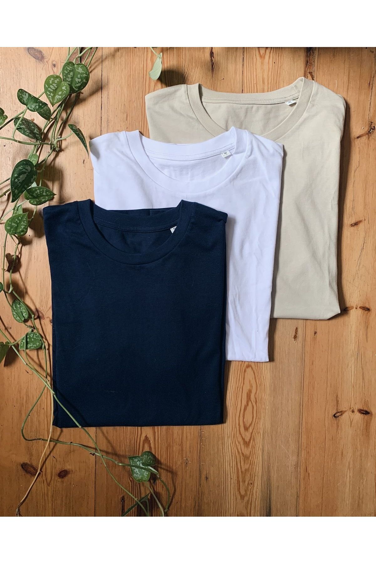 EQİ Lacivert-bej-beyaz T-shirt