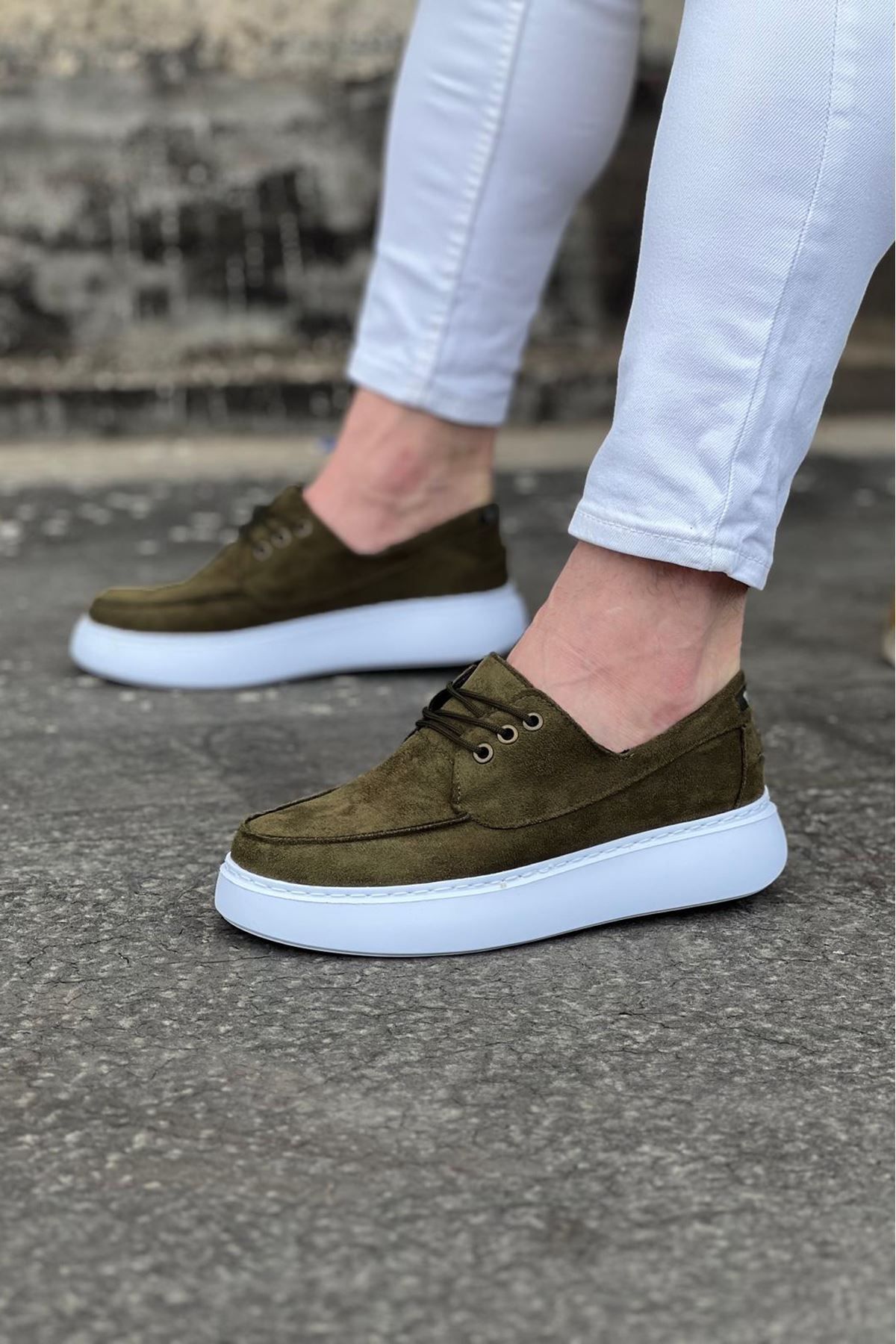 Wagoon Wg508 Haki Süet Ortopedik Taban Erkek Casual Ayakkabı