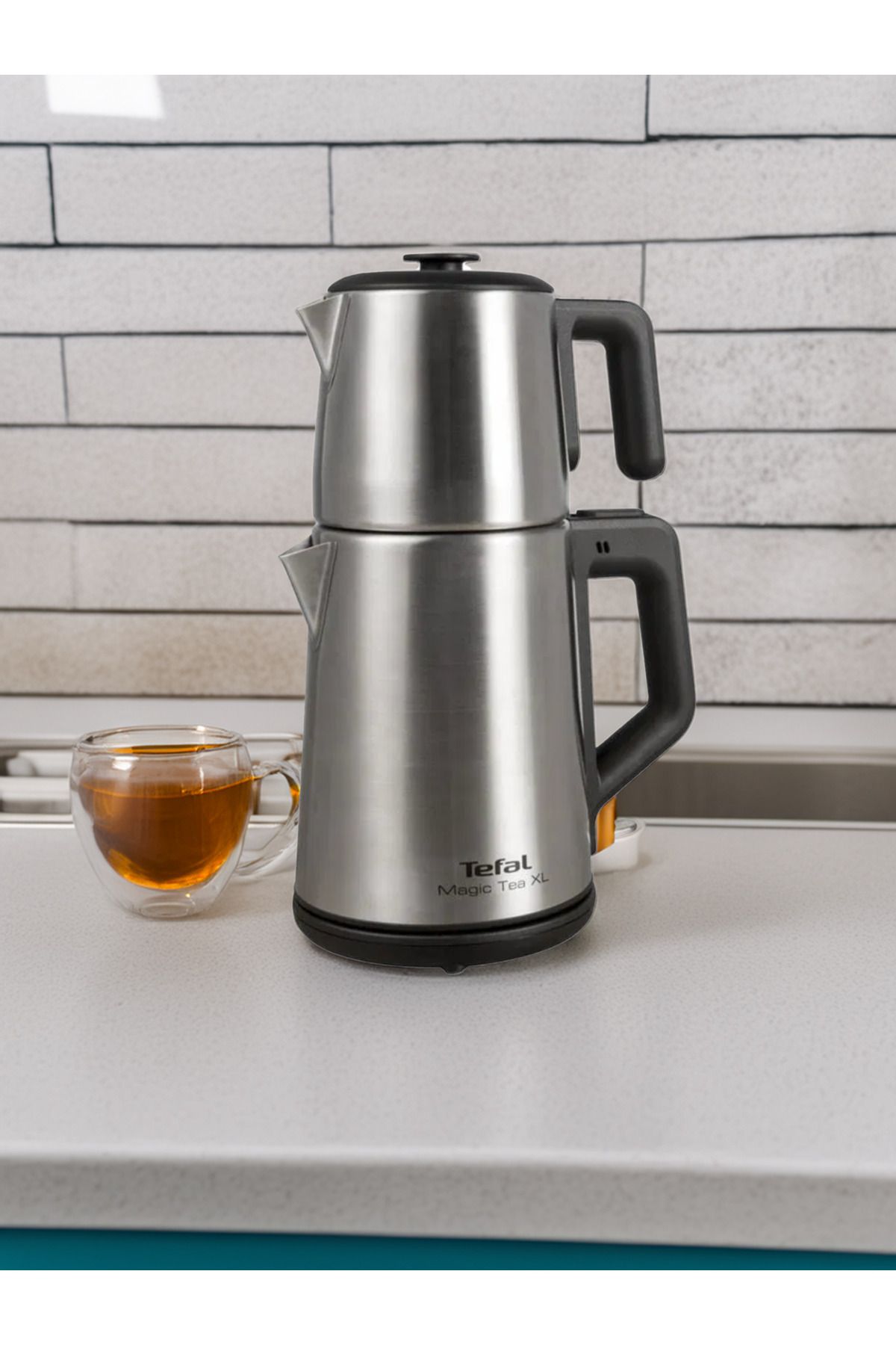 TEFAL Magic Tea XL Hacim 1,2 Litre Çaydanlık, 1,8 Litre 1650 Watt Paslanmaz Çelik Çay Makinesi