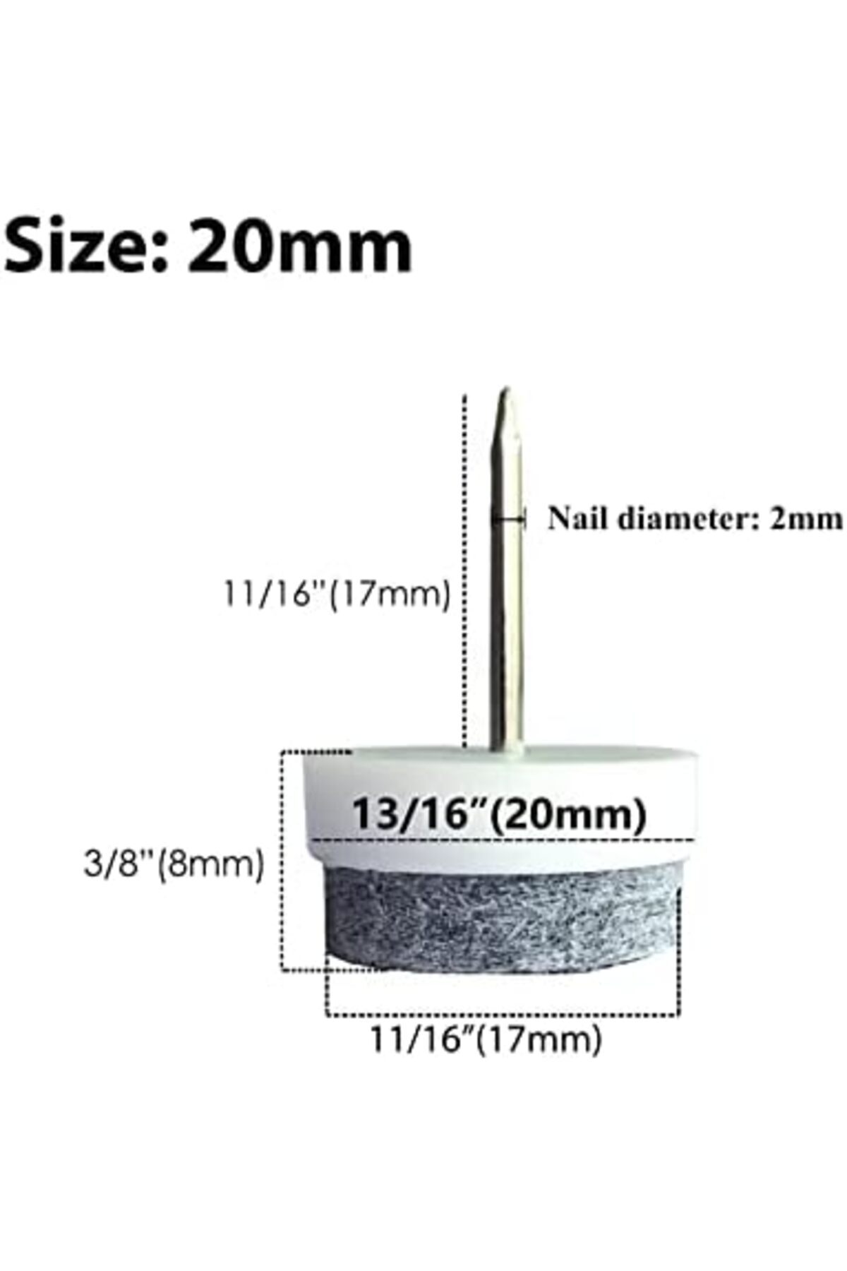 Generic-Gutapo 40pcs Round Heavy Duty Nail-on Felt Pad for Furniture Chair Table Leg Feet Floor Protectors S 4