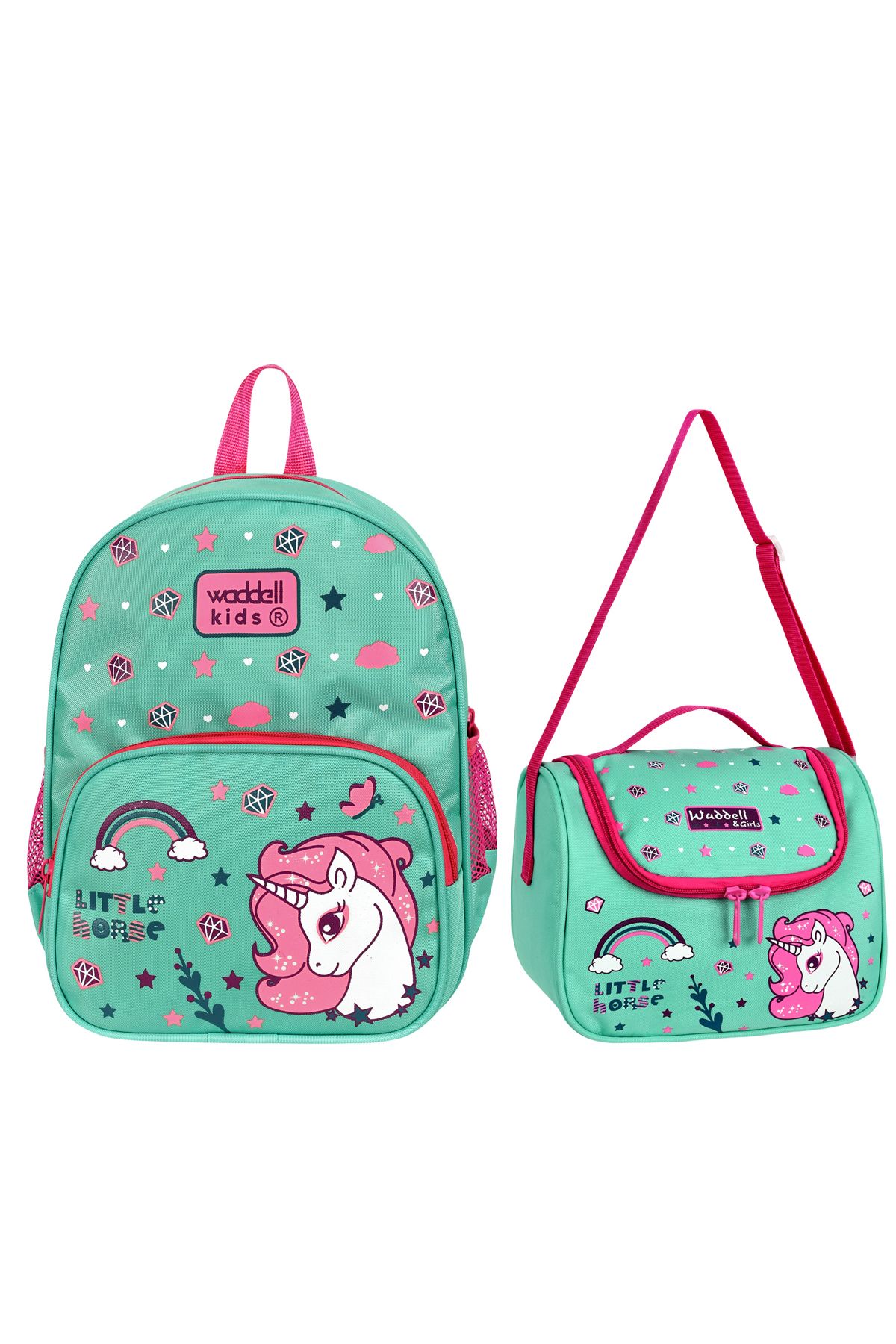 CANLOOR Canlor Waddell Little Horse Unicorn Kombin Anaokul Kreş Sırt Çantası ve Termal Beslenme Çantası