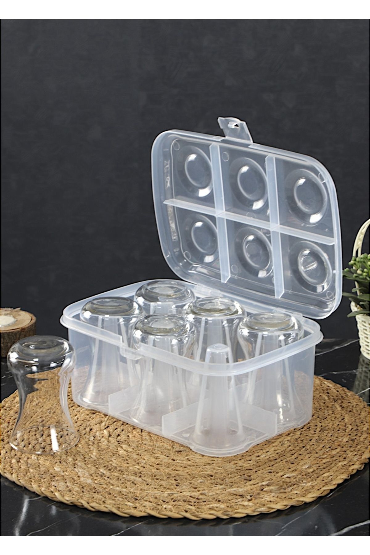 GLRHOME 6'lı çay bardağı taşıma aparatı esnek plastik piknik bardak taşıma kutusu