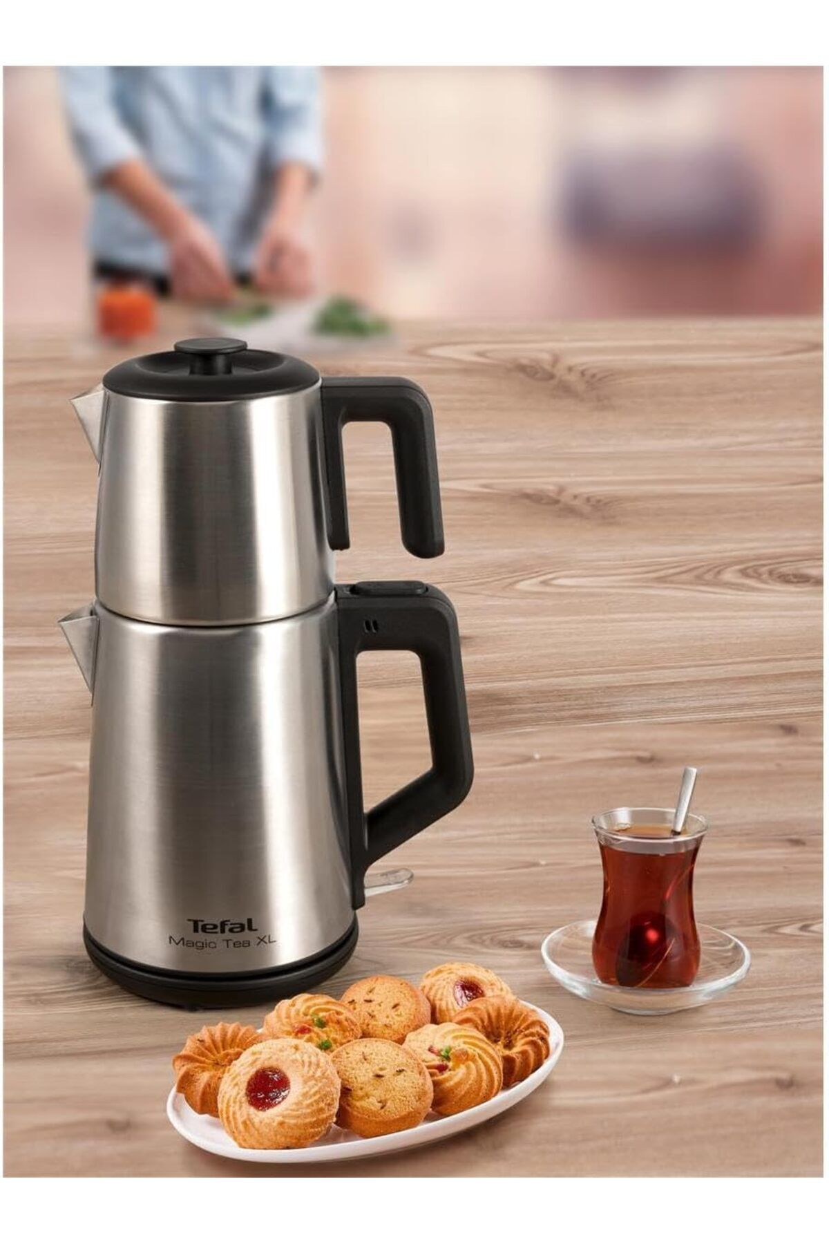 TEFAL Paslanmaz Çelik Çay Makinesi XL Hacim 1,2 Litre Çaydanlık, 1,8 Litre 1650 Watt