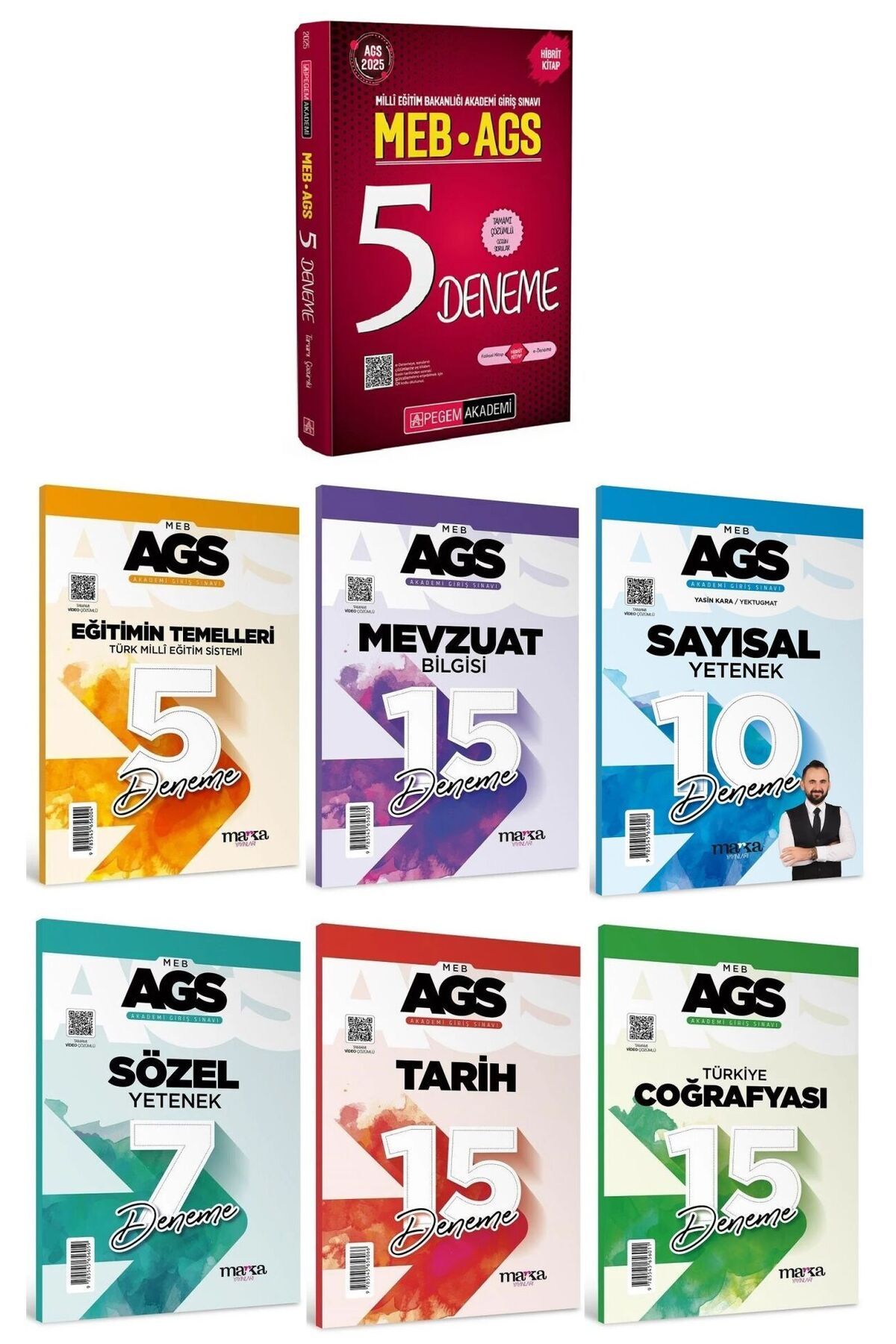 Pegem Akademi Yayıncılık Pegem + Marka 2025 MEB-AGS Tüm Dersler 5+67 Deneme 7 li Set Pegem Akademi + Marka Yayınları