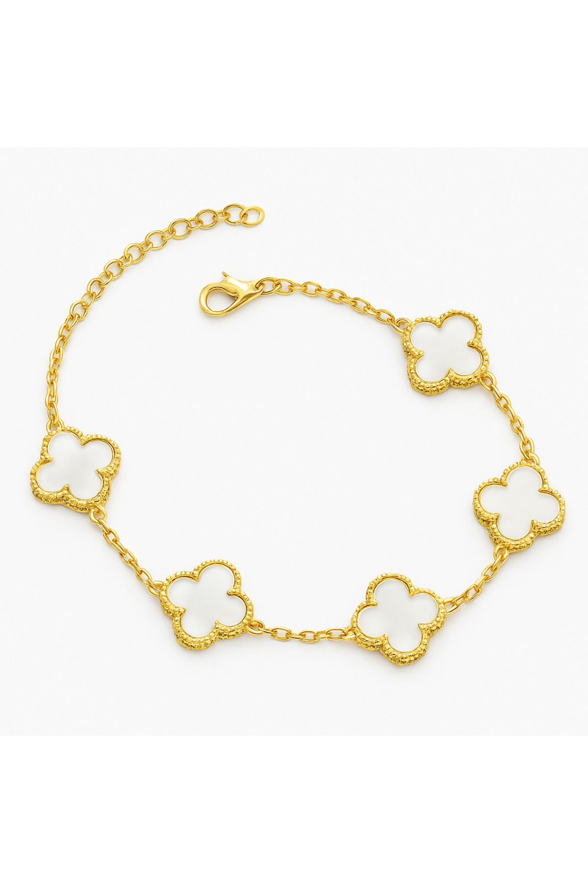 lolajewelry 925 ayar gold renk ithal yonca gümüş bileklik