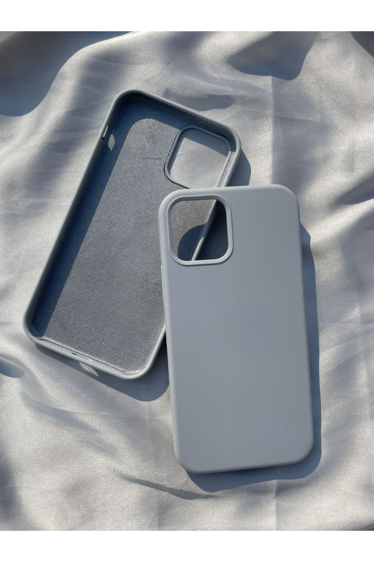 CaseKİdükkan Iphone 12/12 Pro Uyumlu Içi Kadife Lansman Silikon Kılıf Kapak Premium - Gri