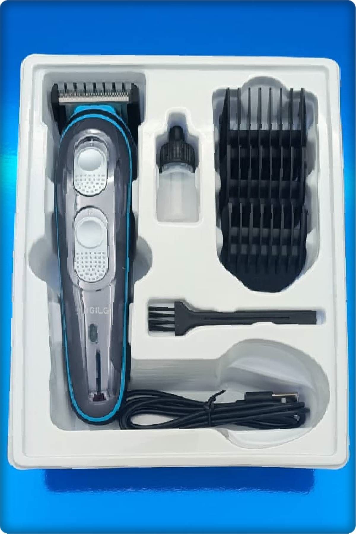 TAN EXPRESS Saç & Sakal Kesme Tıraş Makinesi ( 6 Farklı Kesim-Usb Şarjlı- 2 Kademe Bıçak Ayarı ) 1 Set