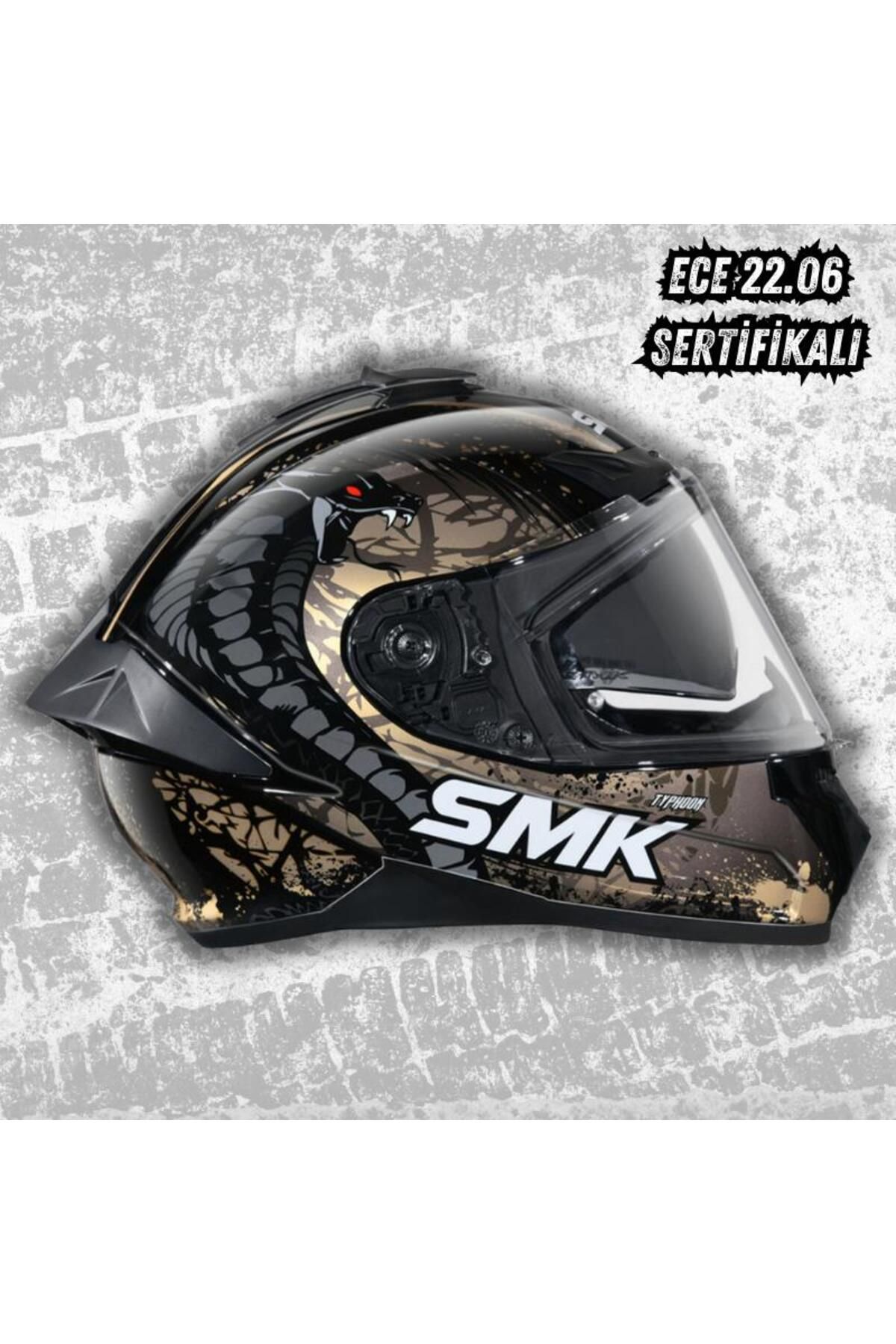 SMK Typhoon Reptile GL277 Kapalı Kask (Dar Kalıp) (ECE 22.06)