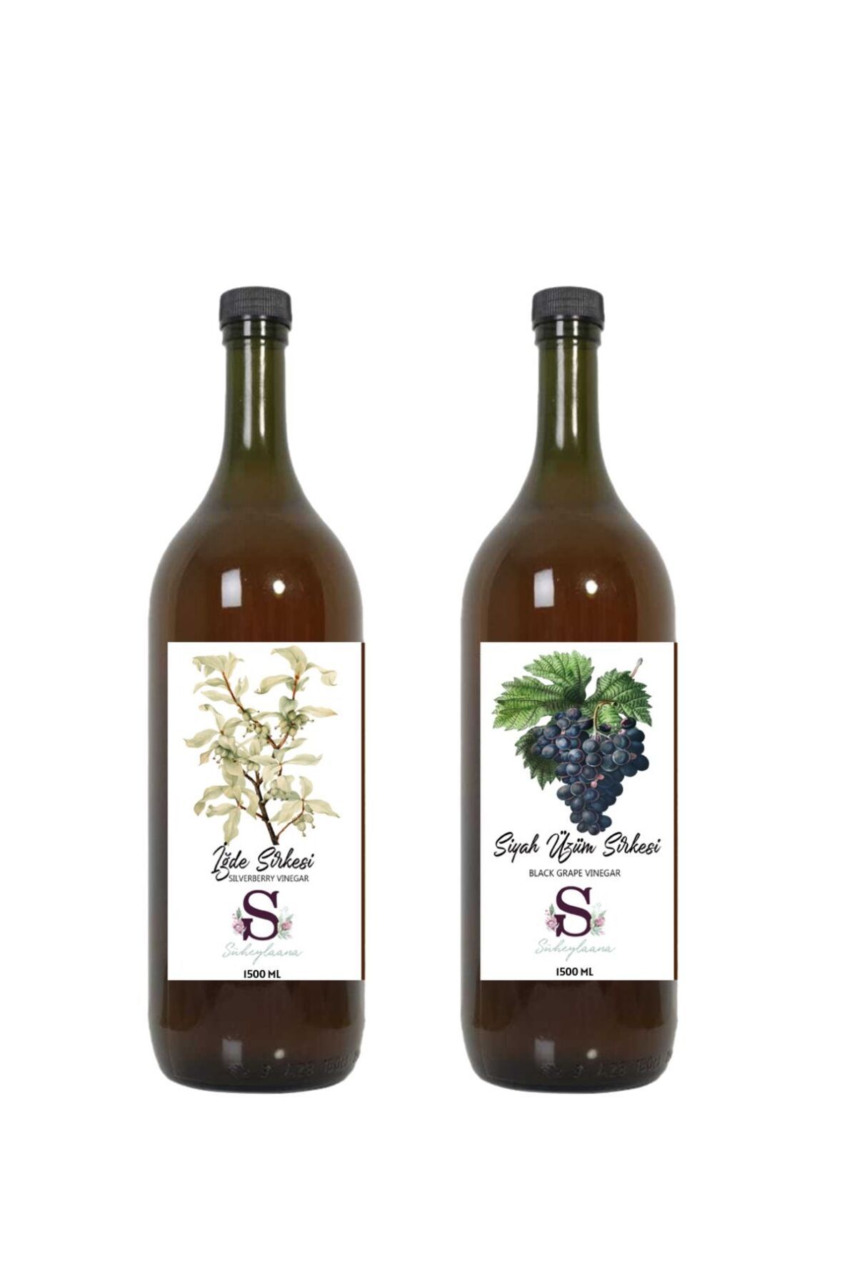 Süheylaana Doğal İğde Sirkesi 1500 Ml - Doğal Siyah Üzüm Sirkesi 1500 Ml