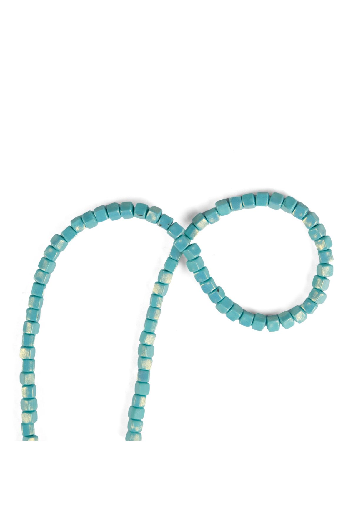Prestij Boncuk 5 mm Küp Model Fimo Mint Renk Üzeri Sedefli Simli Mint Fimo Boncuk Dizisi Polimer Kil 40 CM