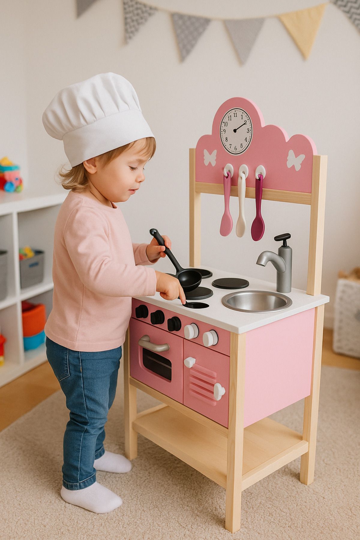 PlayWoods 100% Ahşap MontessoriMutfak Seti | Eğitici Rol Yapma Oyuncağı