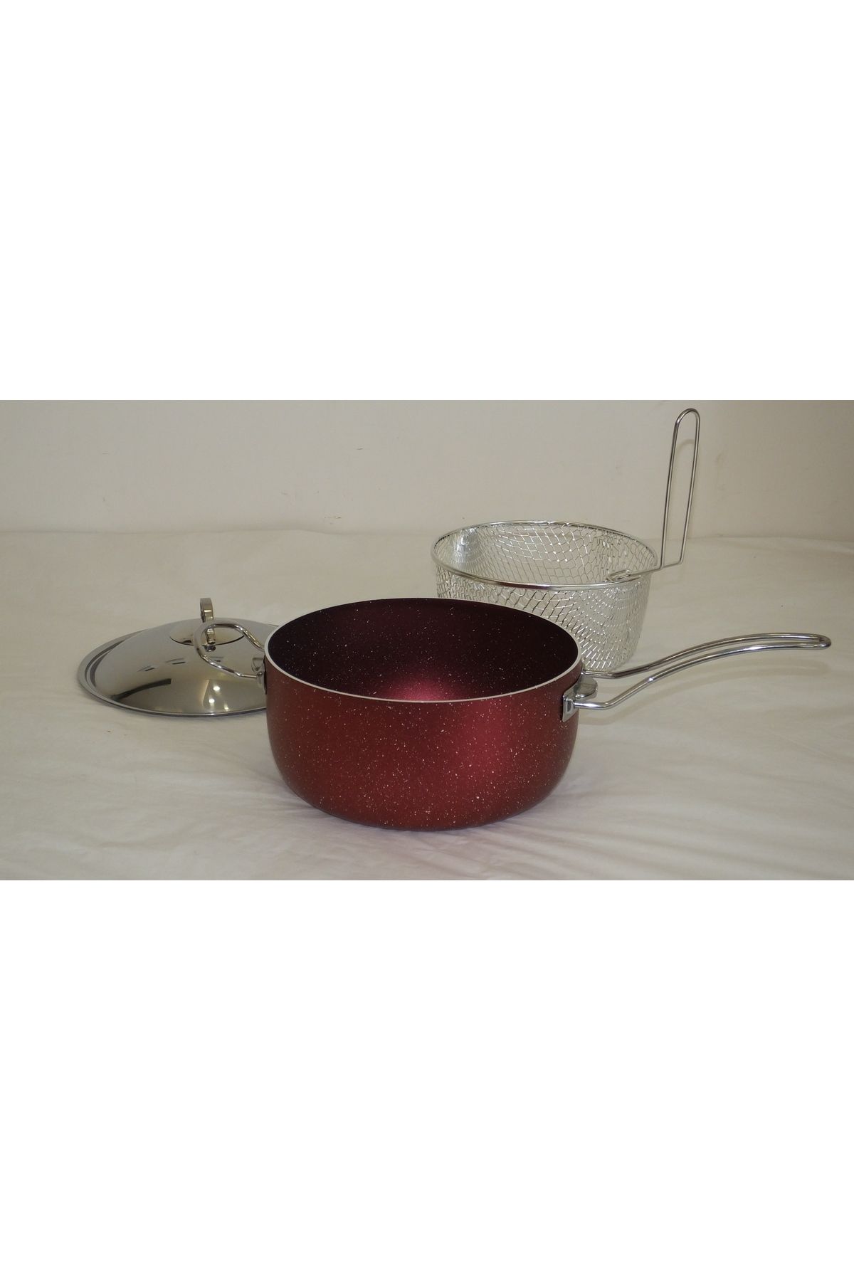 Arzu Çelik Altın Kıvam Granit Kızartma Tenceresi – 24 cm, 4 Parça Profesyonel Set