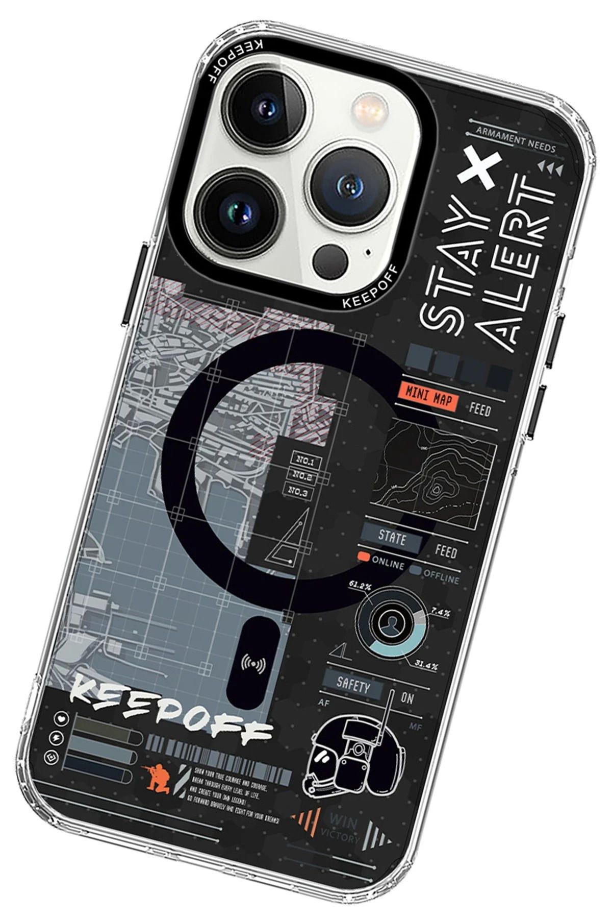 Keep Off iPhone 15 Pro Battlefield Magsafe Kapak - Strategy WLZOR