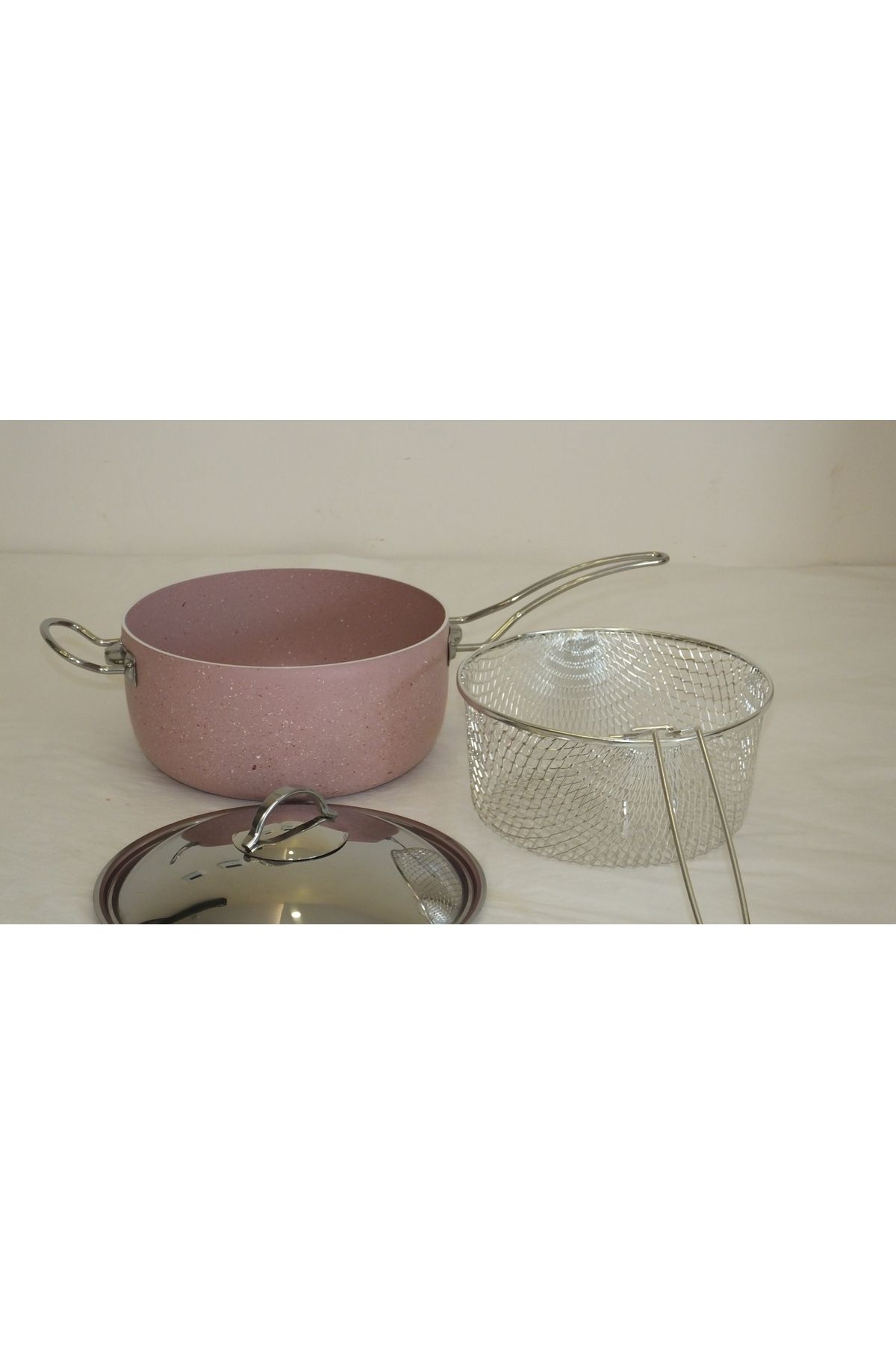 Arzu Çelik Altın Kıvam Granit Kızartma Tenceresi – 24 cm, 4 Parça Profesyonel Set