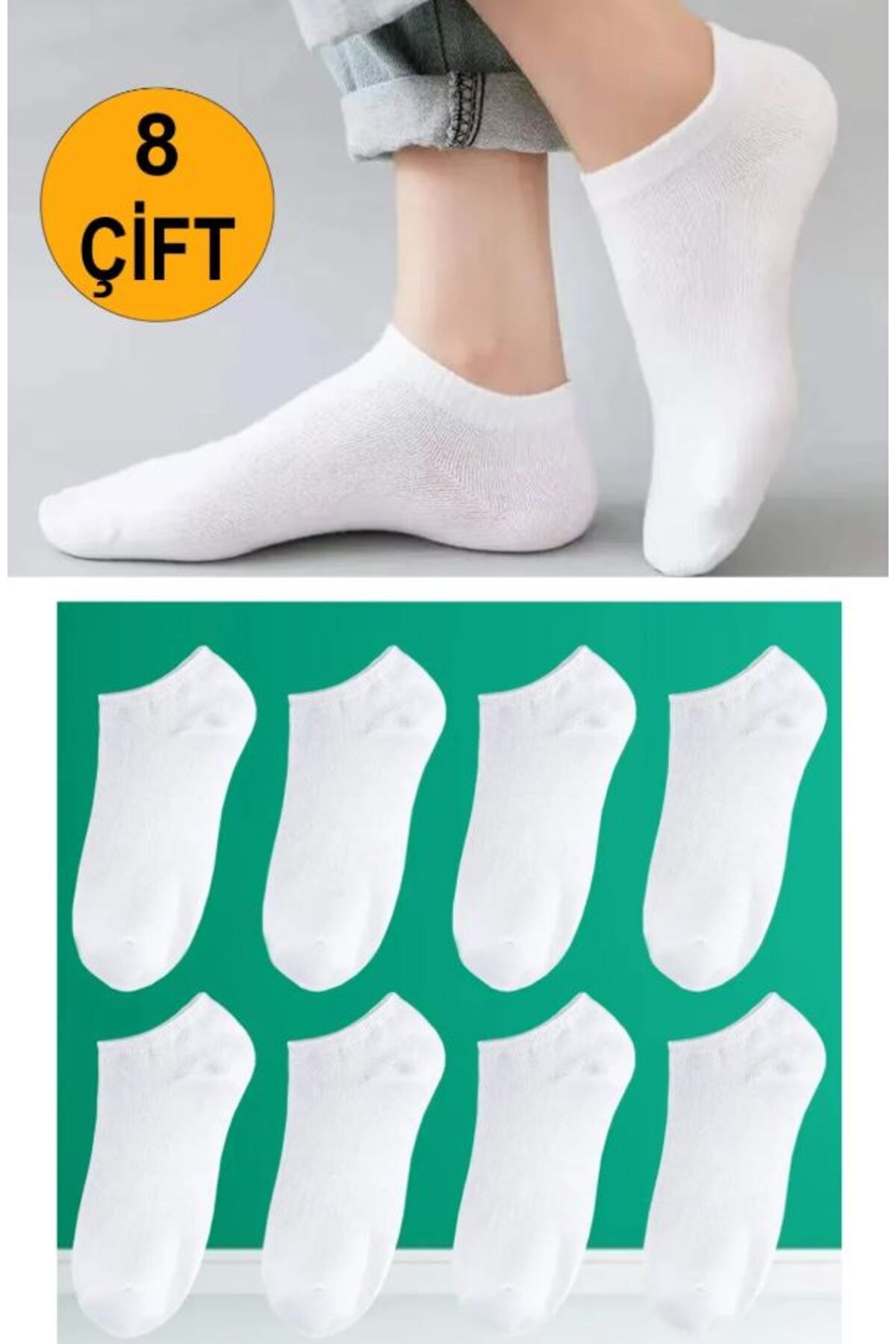 bellasia Unisex Basic Patik Çorap 8 Çift