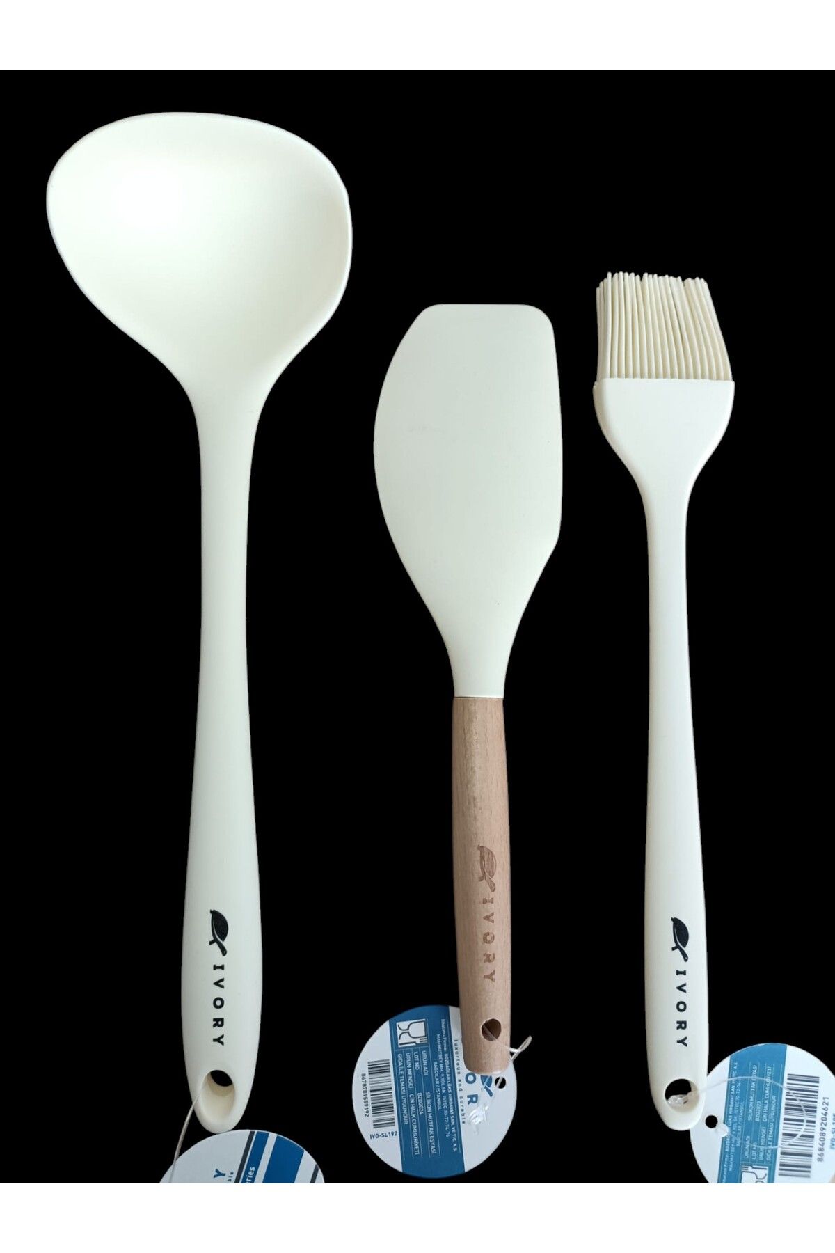 IVORY SİLİKON 3'LÜ TAKIM SPATULA FIRÇA VE SİLİKON KEPÇE KREM RENK